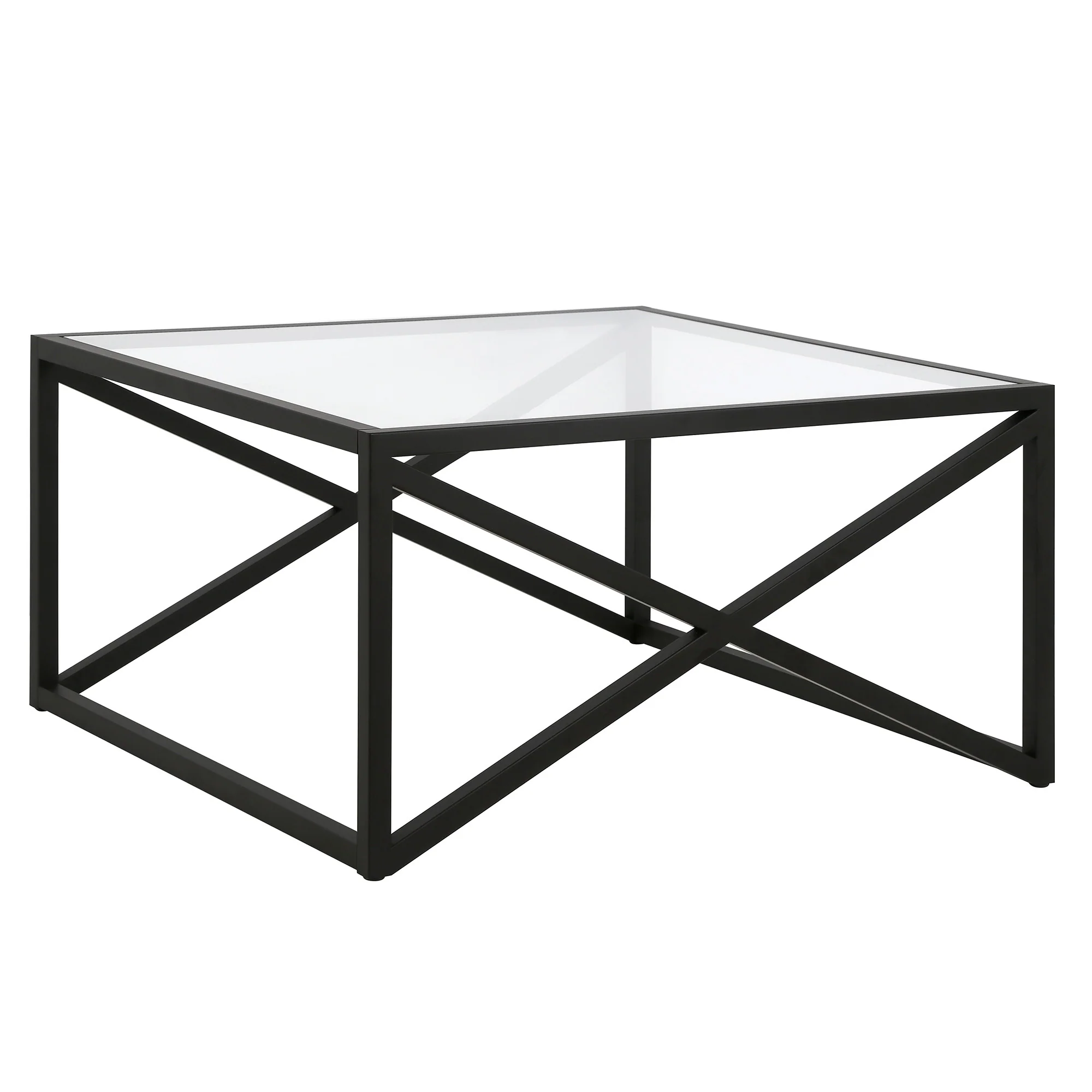 Black Glass And Steel Square Coffee Table By Homeroots - Image 2