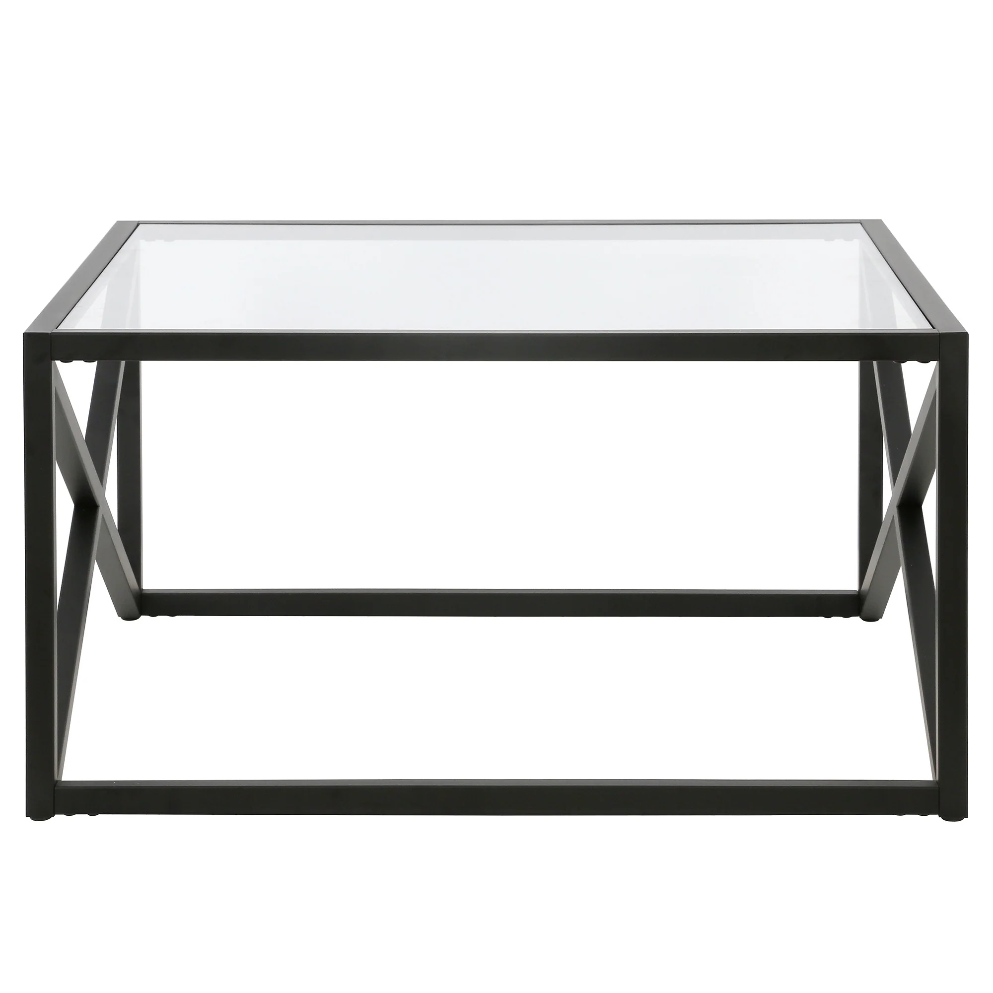 Black Glass And Steel Square Coffee Table By Homeroots - Image 3