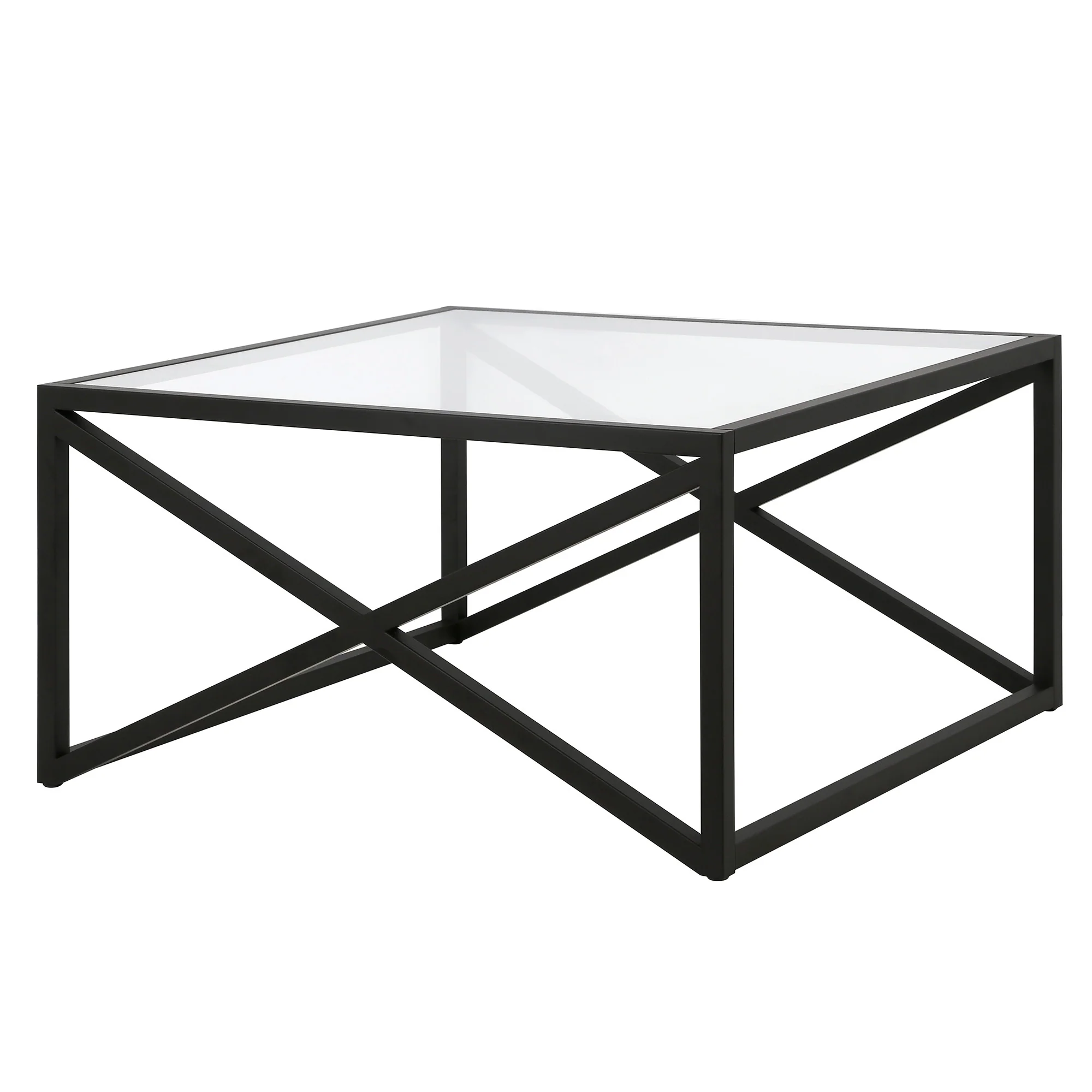 Black Glass And Steel Square Coffee Table By Homeroots - Image 4