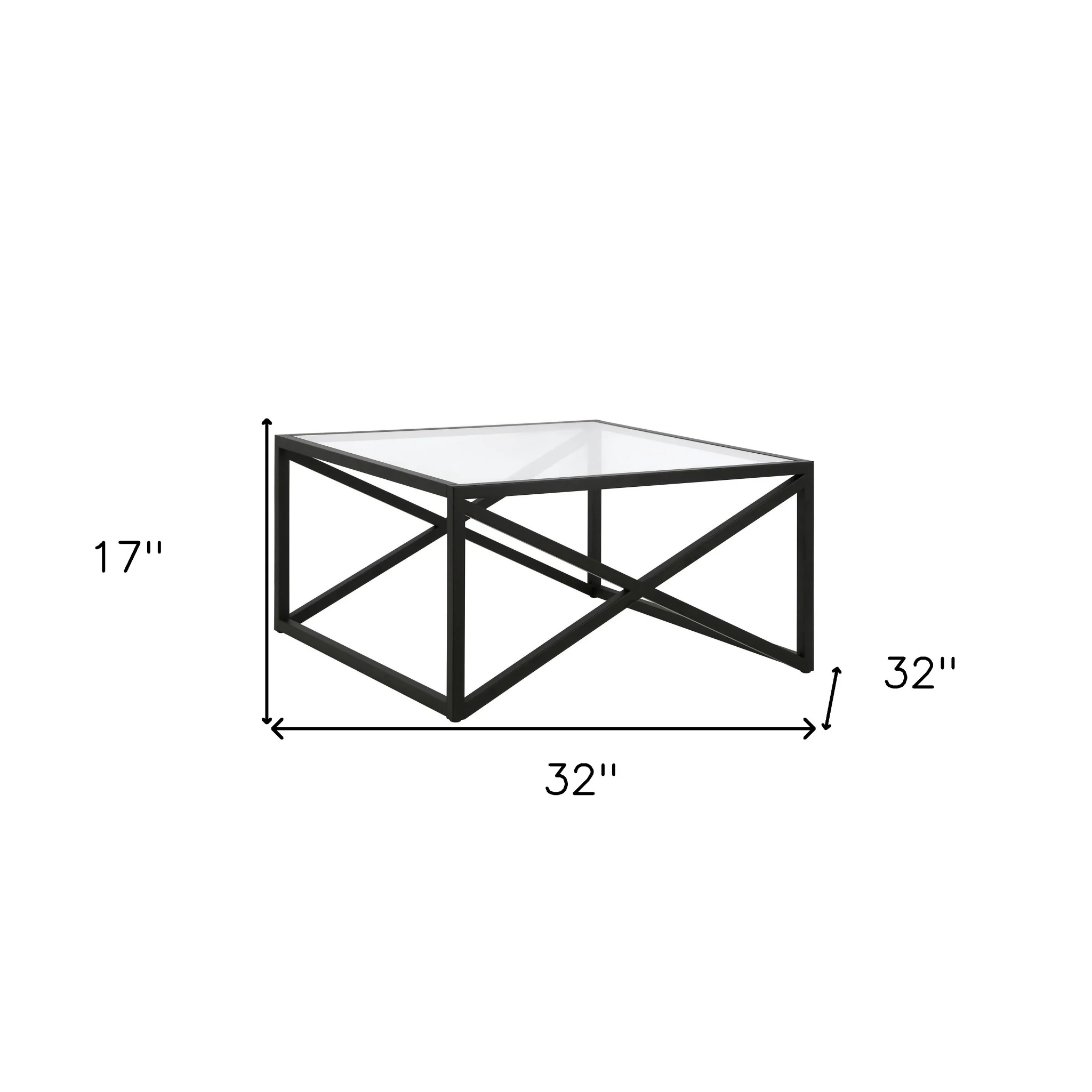 Black Glass And Steel Square Coffee Table By Homeroots - Image 8