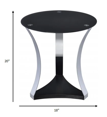 Black Glass & Chrome End Table By Homeroots - Image 3
