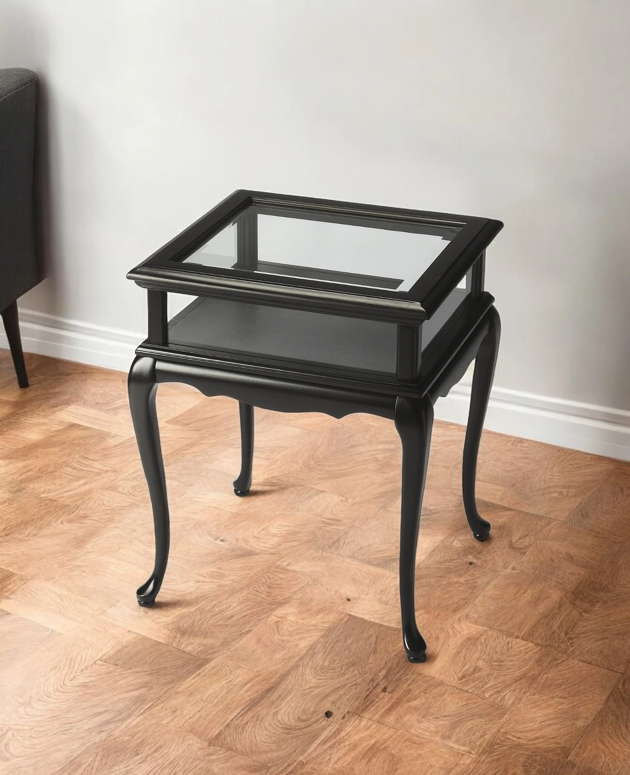 Black Glass End Table By Homeroots - Image 2