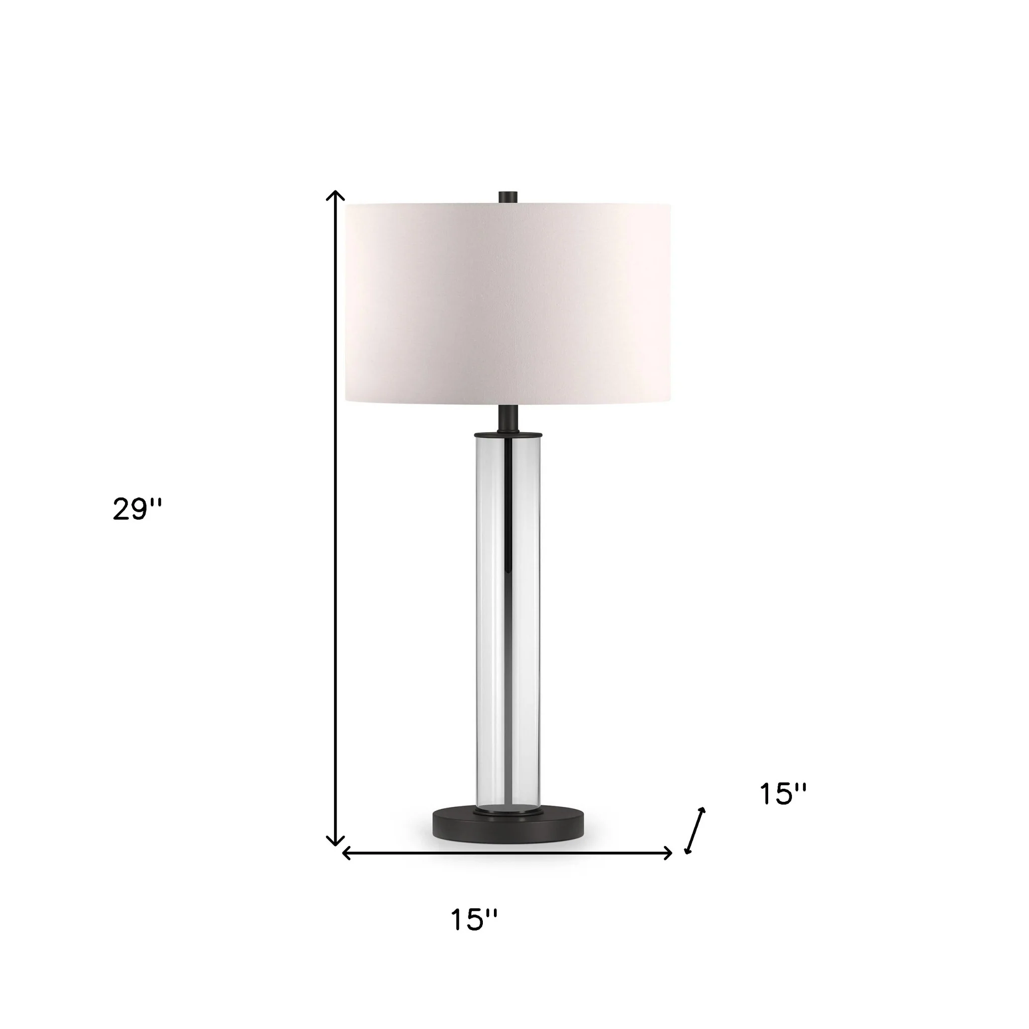 Black Glass Table Lamp With White Drum Shade By Homeroots - Image 5