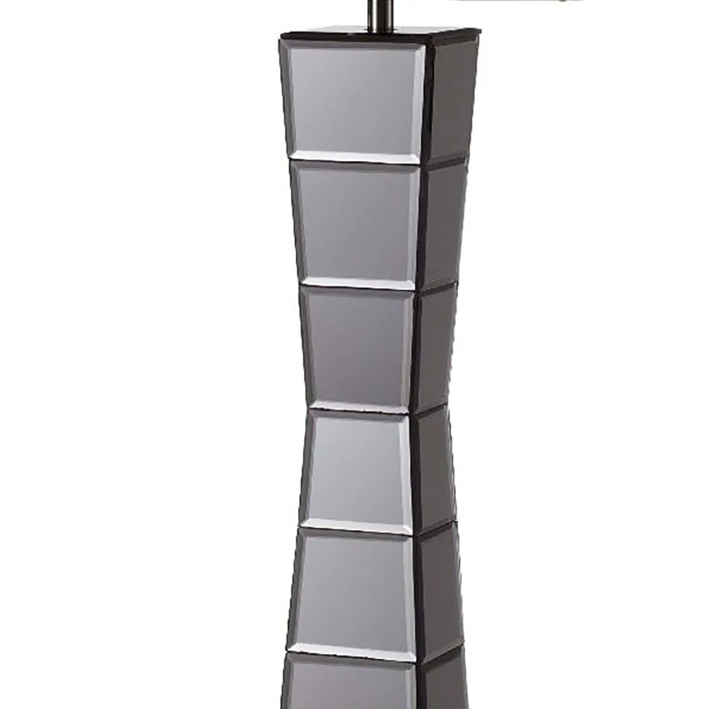 Black Glass Tower Table Lamp with Beige Fabric Shade By Homeroots - Image 4