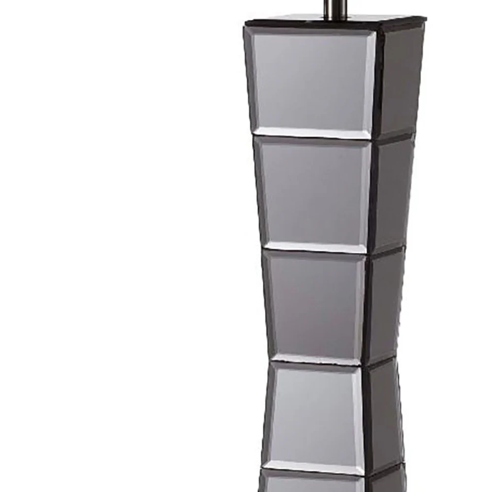 Black Glass Tower Table Lamp with Beige Fabric Shade By Homeroots - Image 5