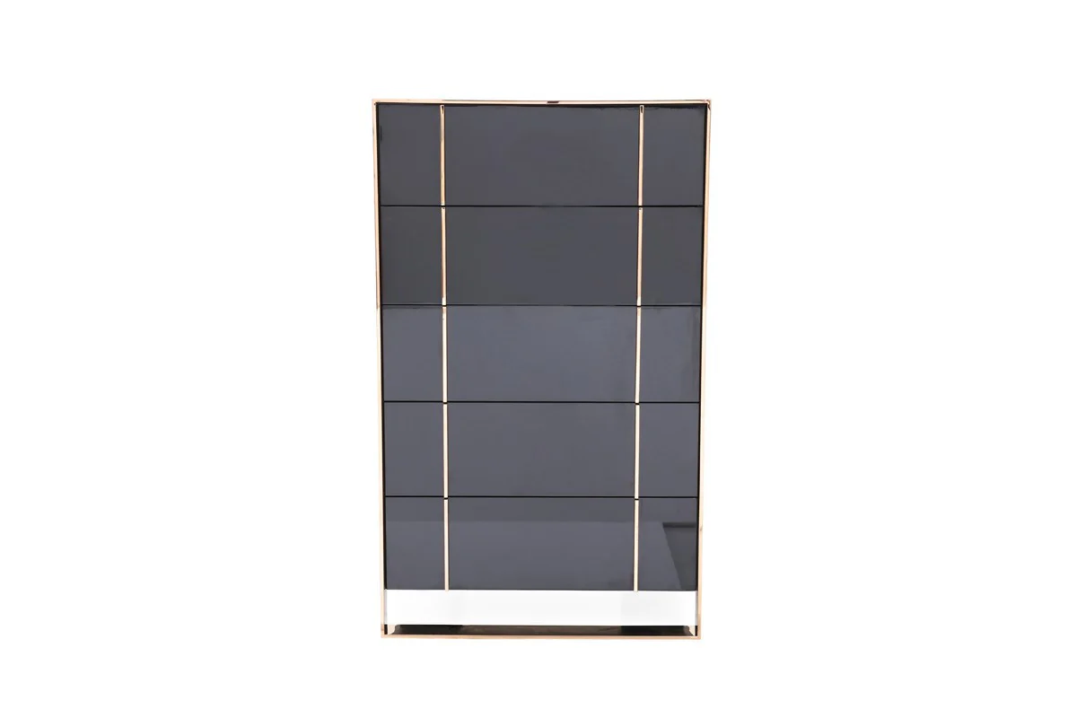 Black Gold Manufactured Wood + Solid Wood Stainless Steel Five Drawer Chest By Homeroots - Image 2
