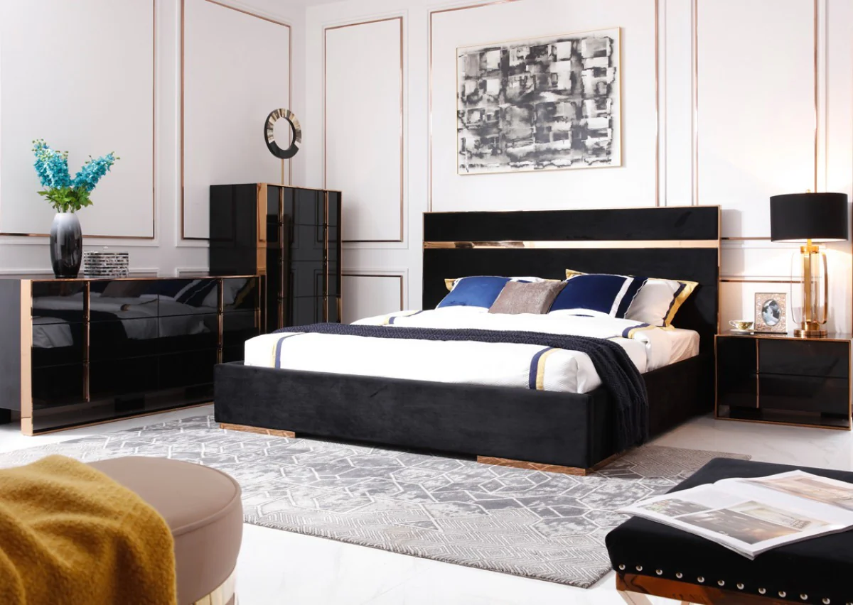 Black Gold Manufactured Wood + Solid Wood Stainless Steel Five Drawer Chest By Homeroots - Image 5