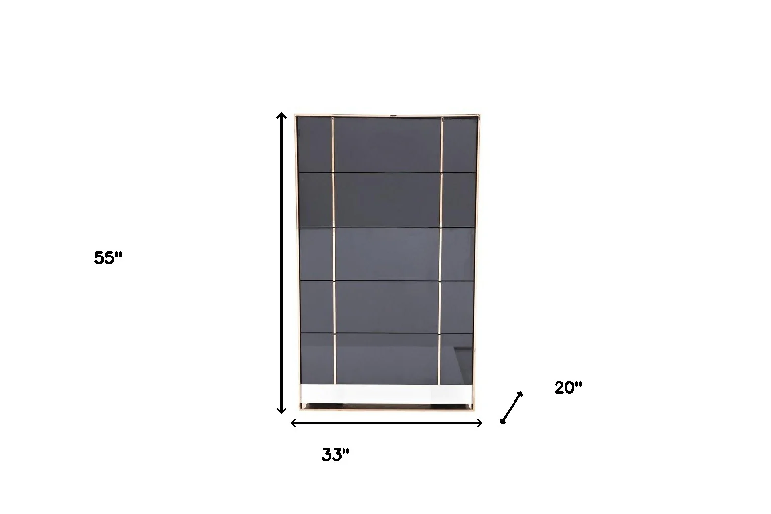 Black Gold Manufactured Wood + Solid Wood Stainless Steel Five Drawer Chest By Homeroots - Image 6