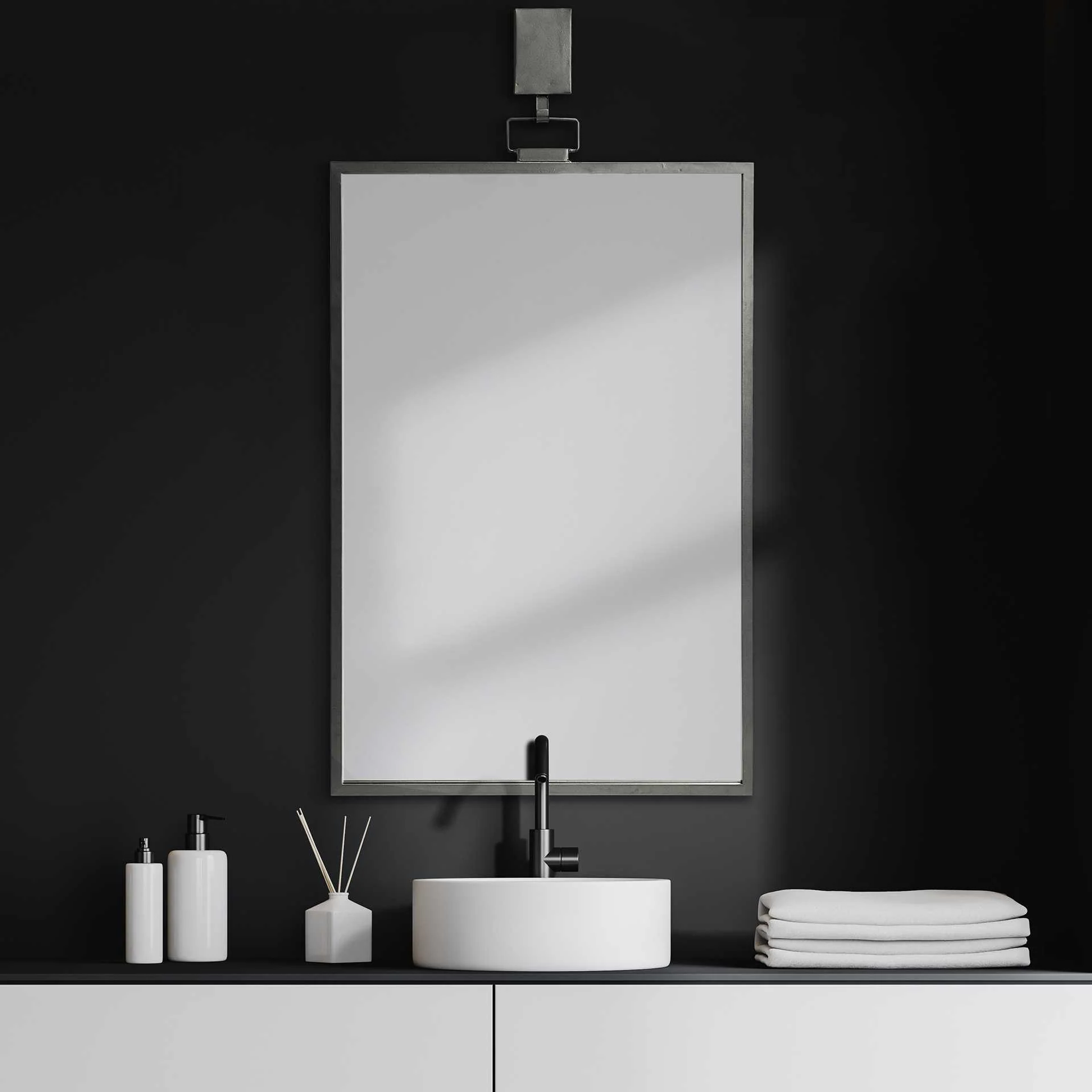Black Gray Metal Vertical Frame Wall Mirror By Homeroots - Image 2