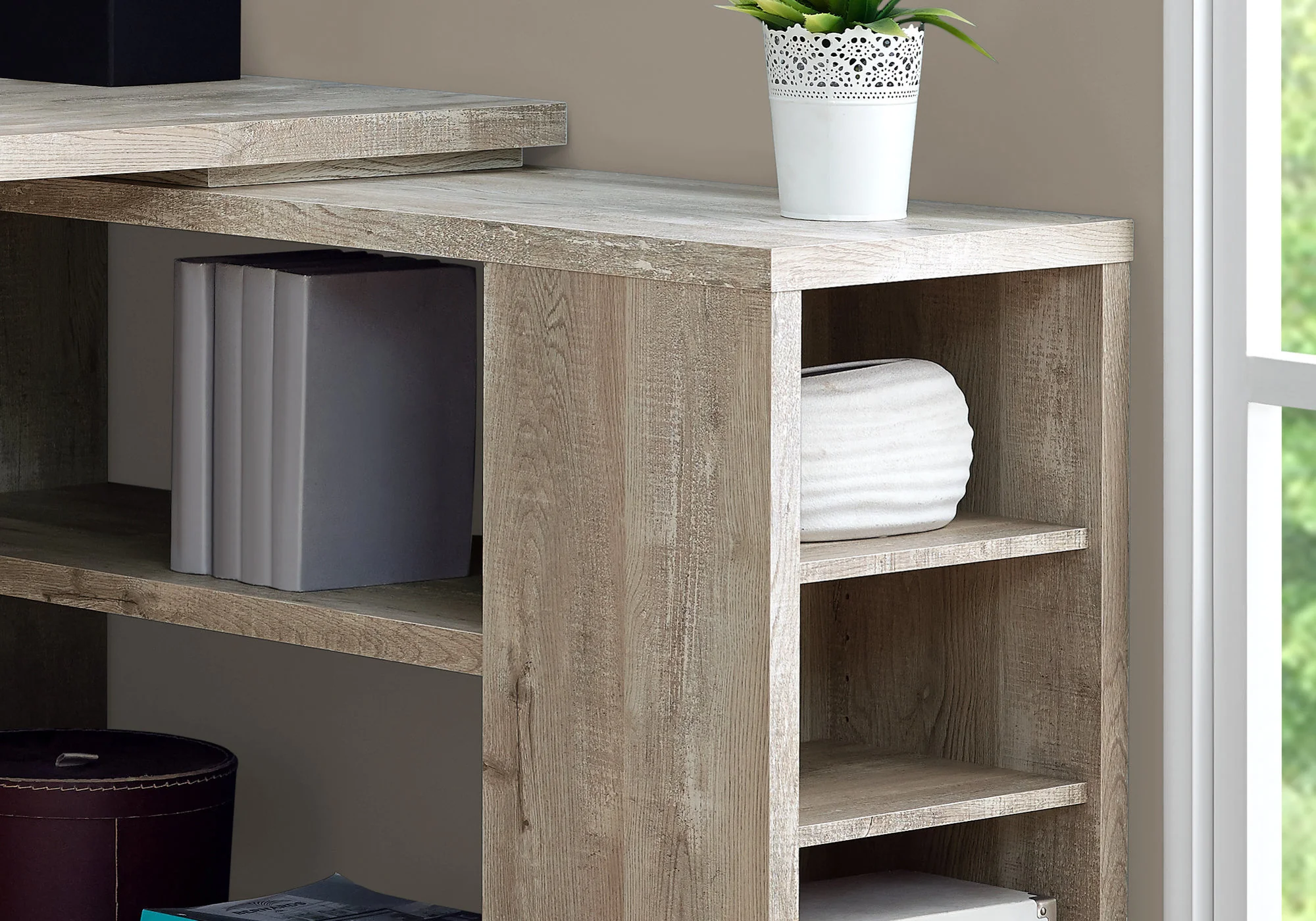 Black Grey Particle Board Hollow Core Computer Desk With A Grey Top By Homeroots - Image 14