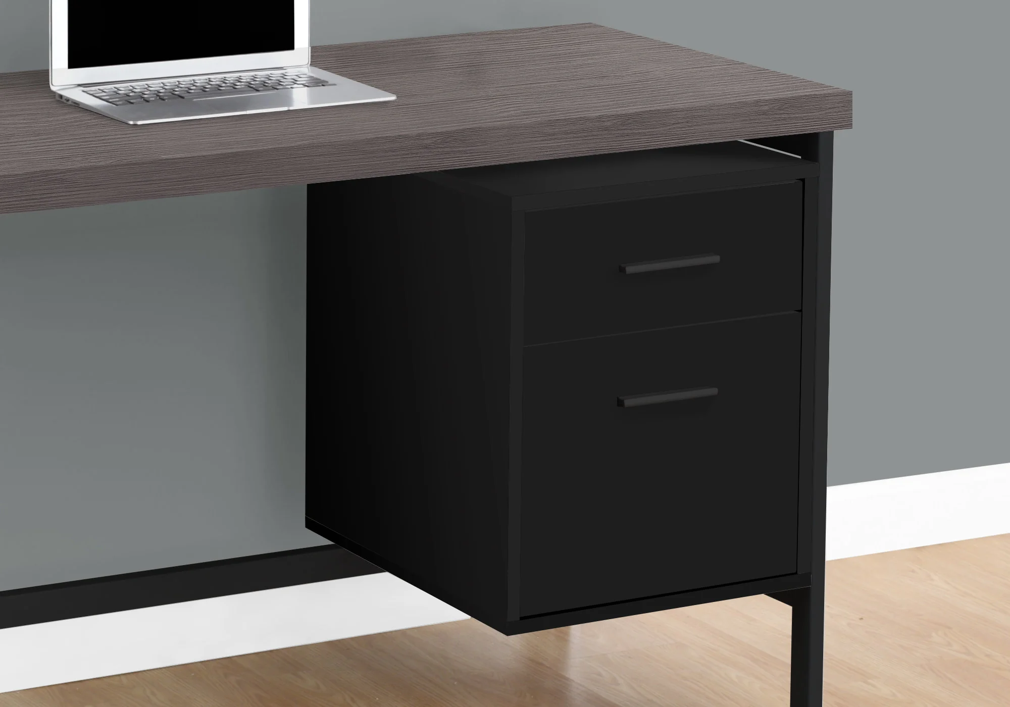Black Grey Particle Board Hollow Core Metal Computer Desk By Homeroots - 333535 - Image 2