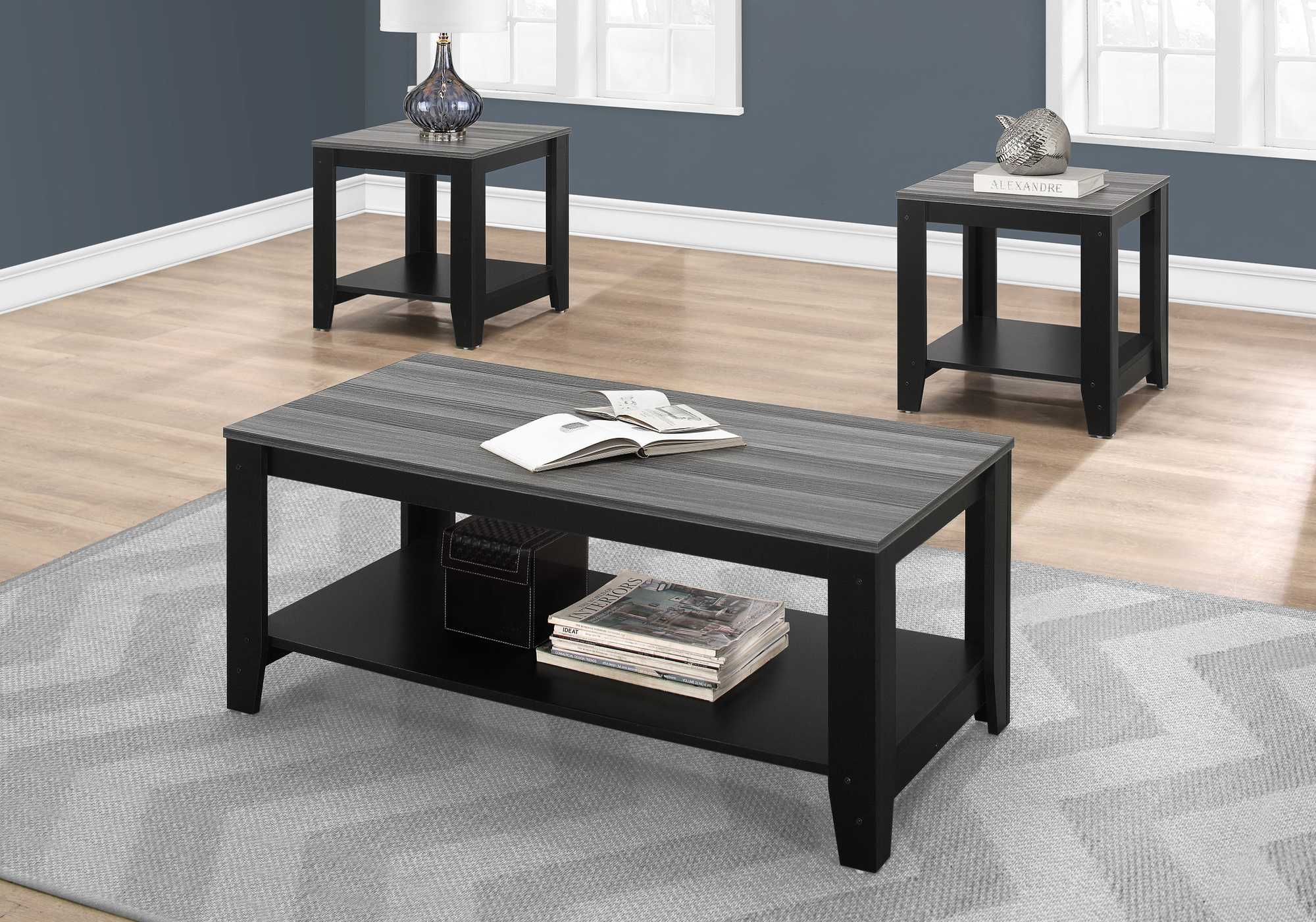 Black Grey Top Table Set  3Pcs Set By Homeroots - Image 6