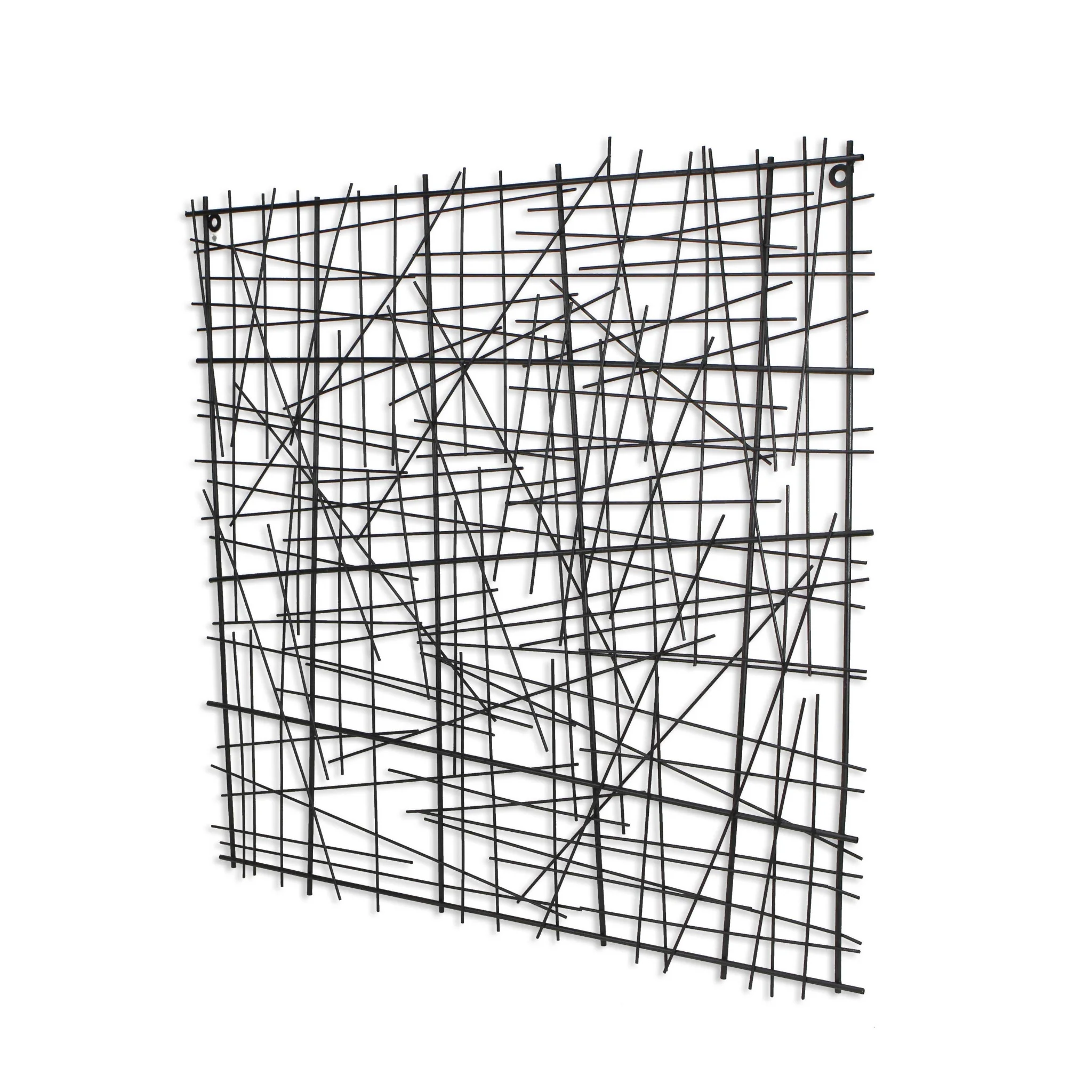 Black Handcrafted Abstract Lines Metal Hanging Dimensional Sculpture By Homeroots - Image 2