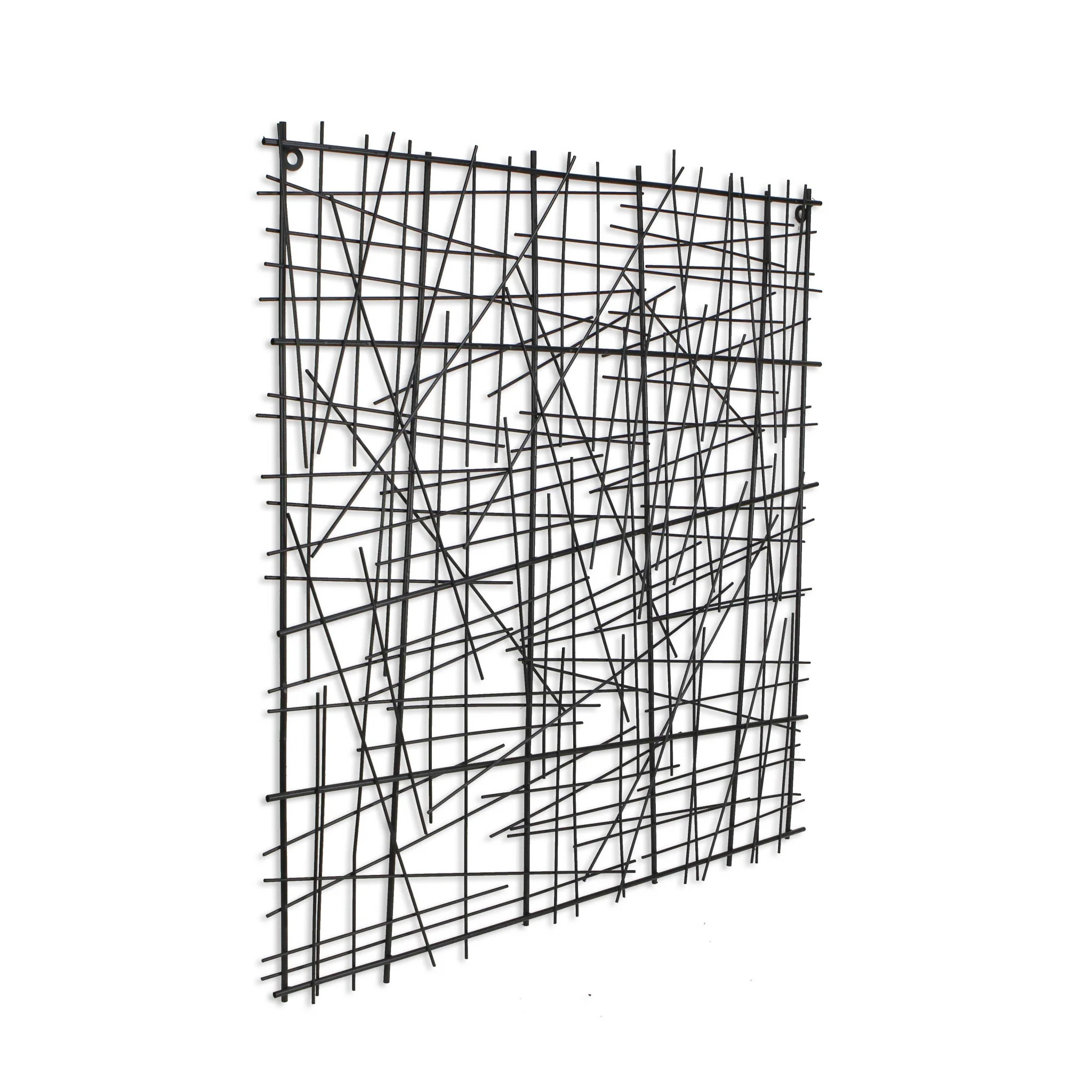 Black Handcrafted Abstract Lines Metal Hanging Dimensional Sculpture By Homeroots - Image 3