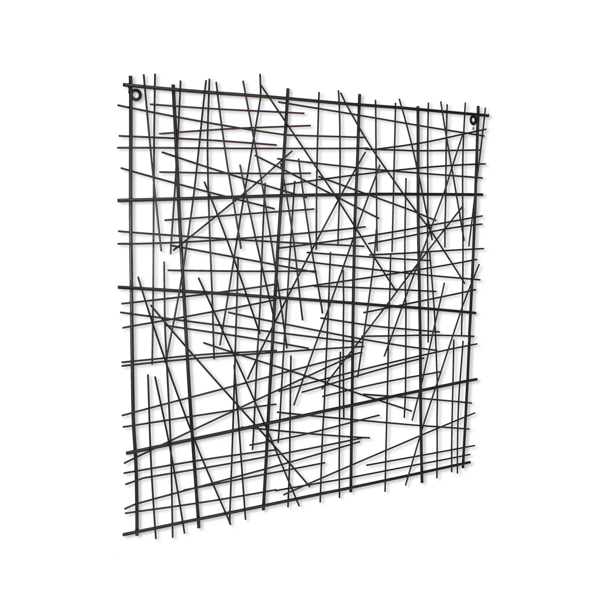 Black Handcrafted Abstract Lines Metal Hanging Dimensional Sculpture By Homeroots - Image 4