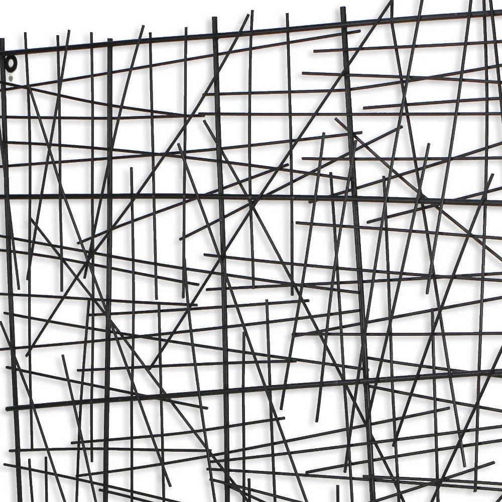 Black Handcrafted Abstract Lines Metal Hanging Dimensional Sculpture By Homeroots - Image 5
