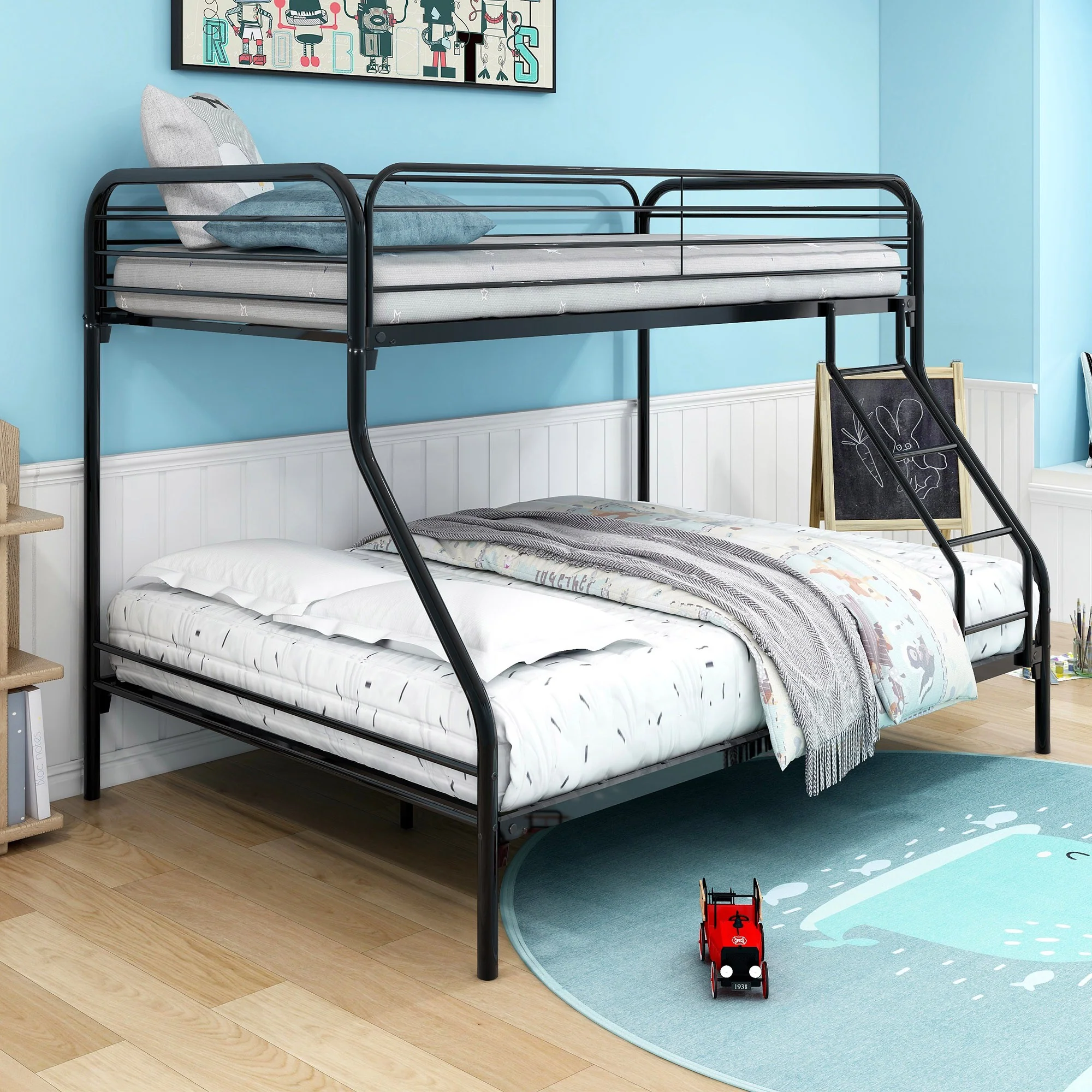 Black Heavy Duty Twin Over Full Metal Bunk Bed By Homeroots - Image 4