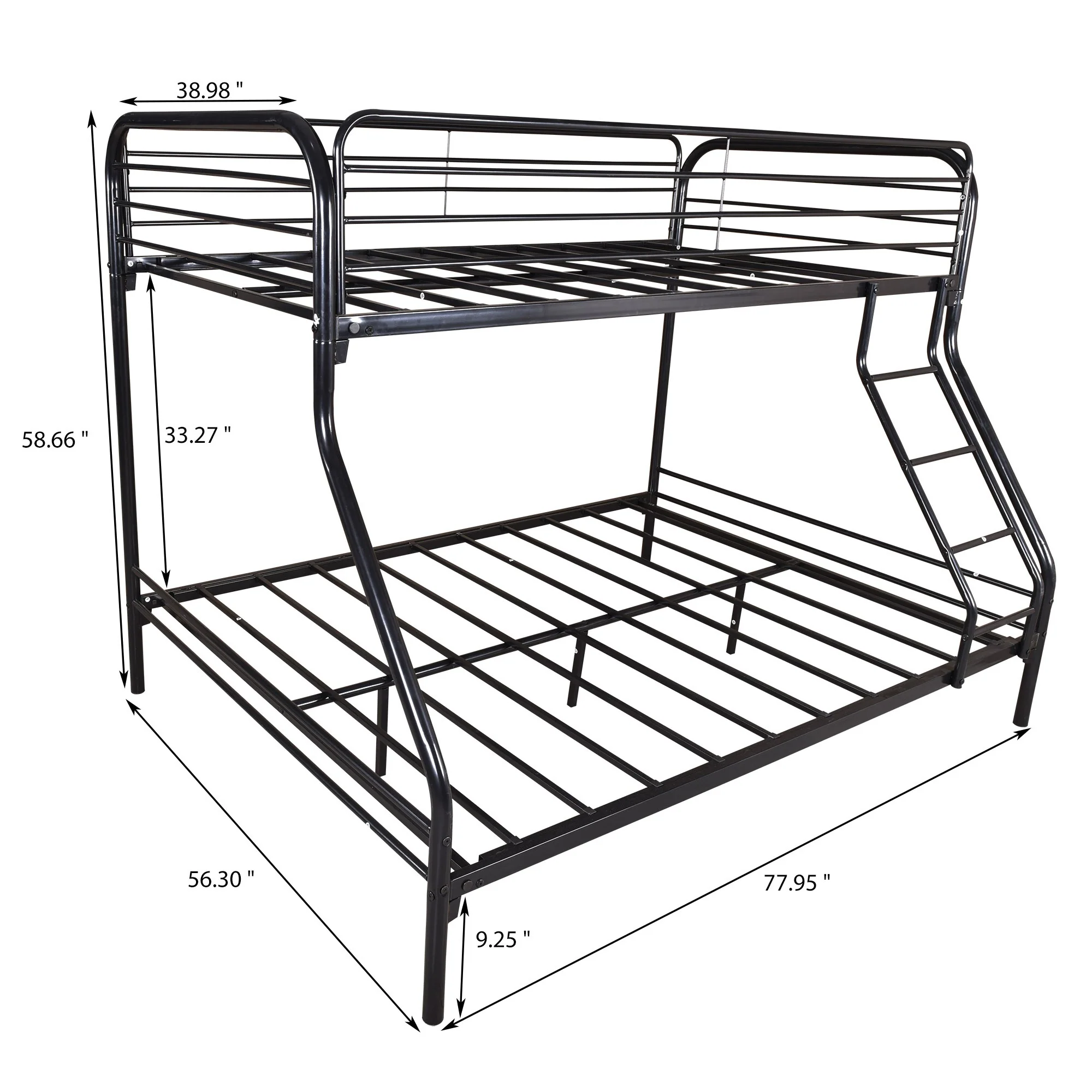 Black Heavy Duty Twin Over Full Metal Bunk Bed By Homeroots - Image 6