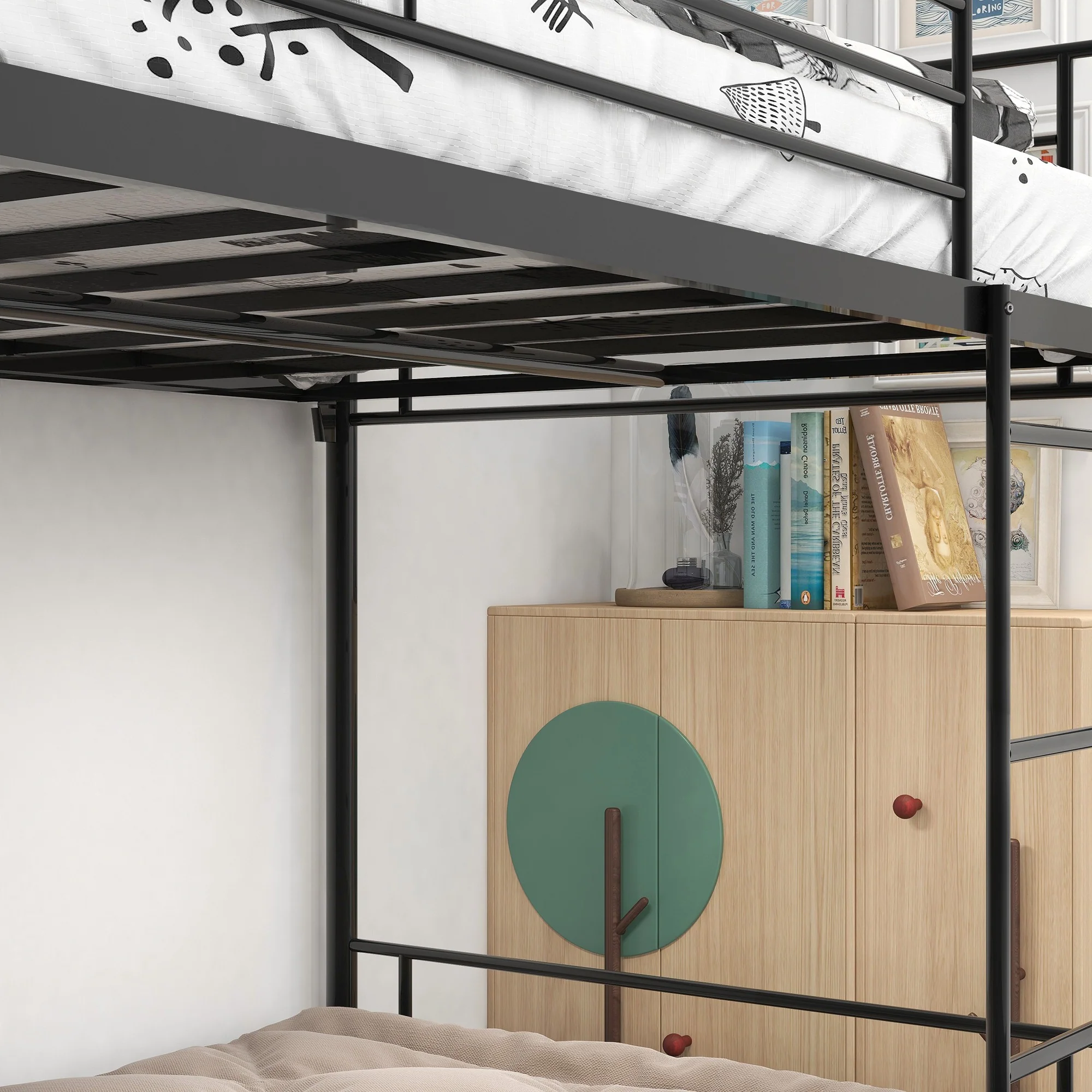 Black Heavy Duty Twin Over Twin Metal Bunk Bed With Ladder By Homeroots - Image 5