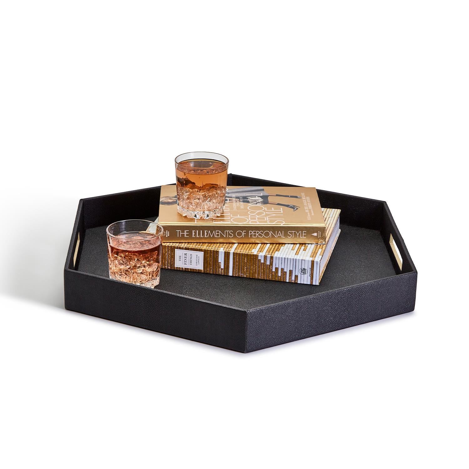 Black Hexagon Stingray Tray Set Of 6 By Tozai Home - Image 2