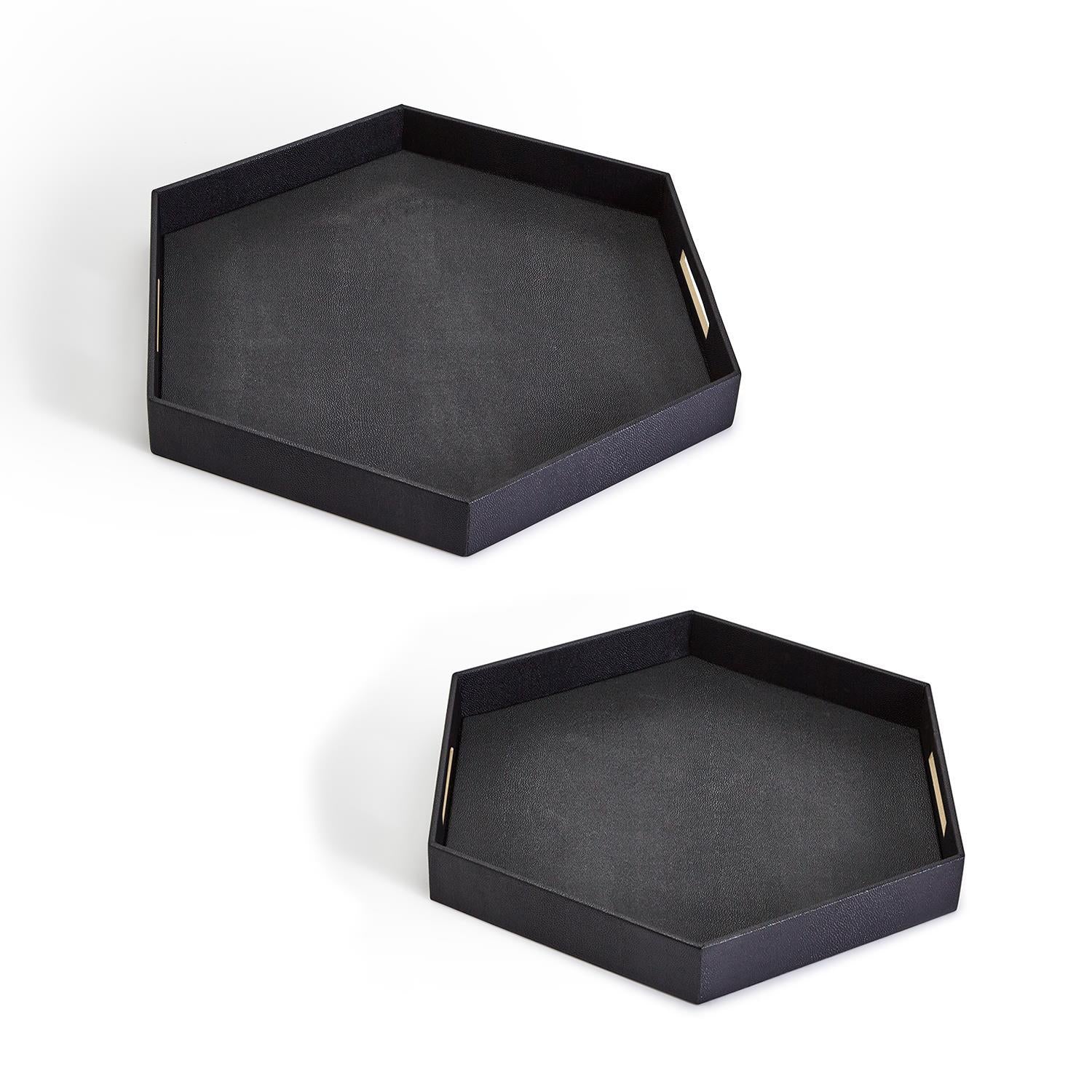 Black Hexagon Stingray Tray Set Of 6 By Tozai Home - Image 3