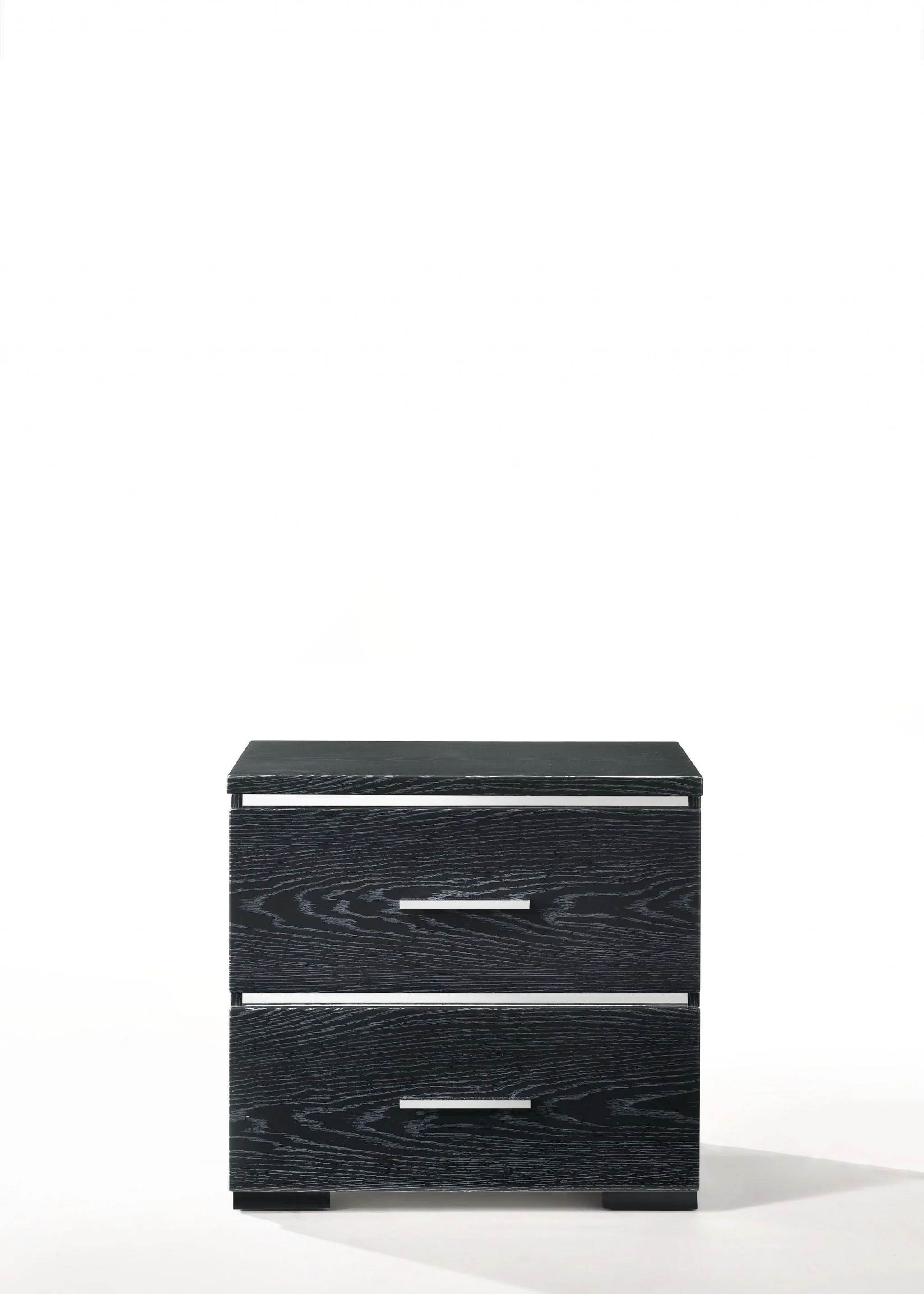 Black High Gloss Wood Veneer Paper Nightstand By Homeroots - Image 2