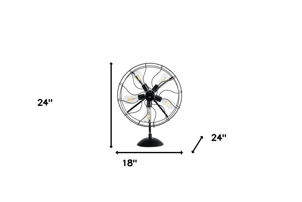 Black Industrial Fan Design Metal Table Lamp By Homeroots - Image 3