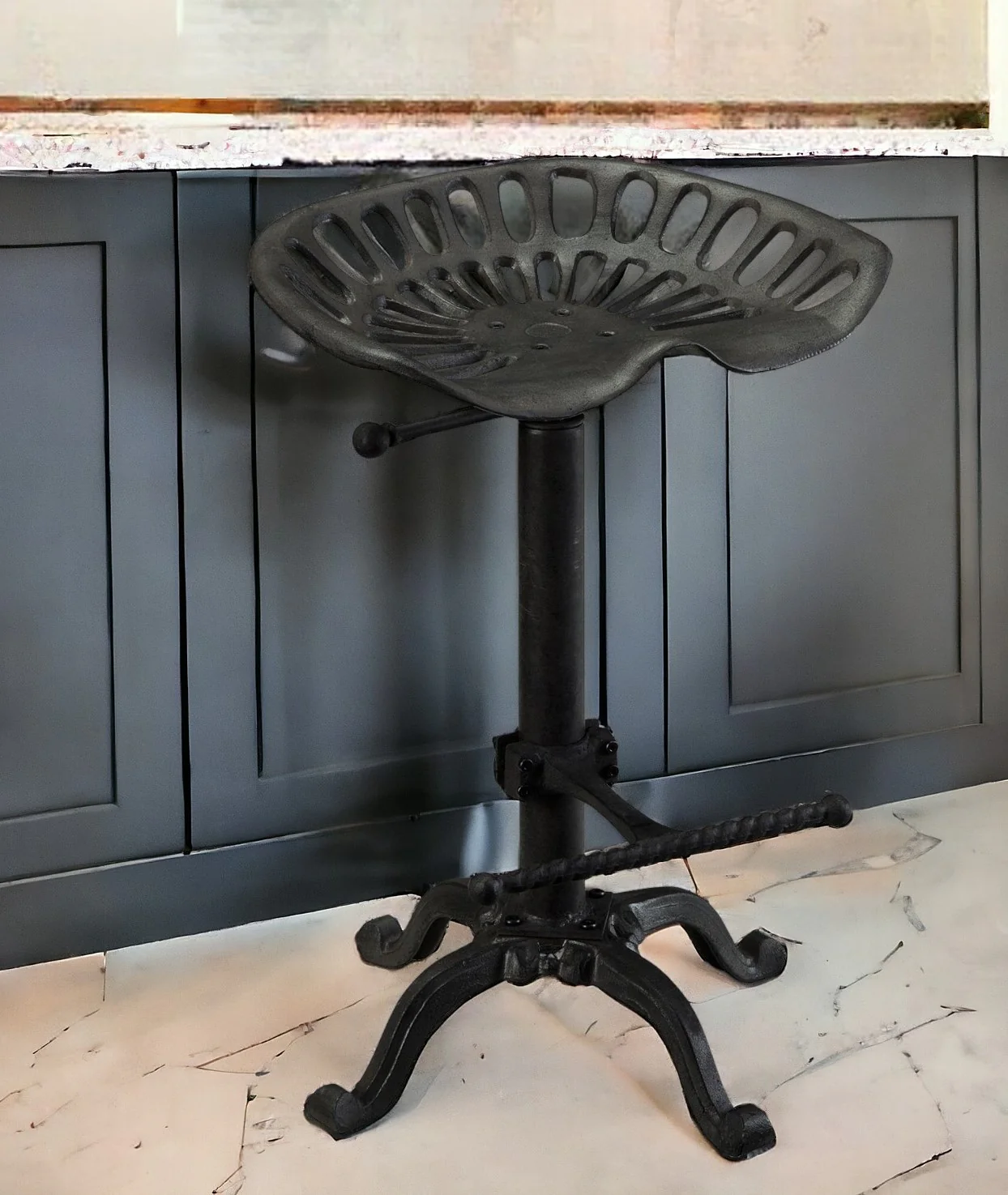 Black Iron Backless Adjustable Height Bar Chair By Homeroots - Image 2