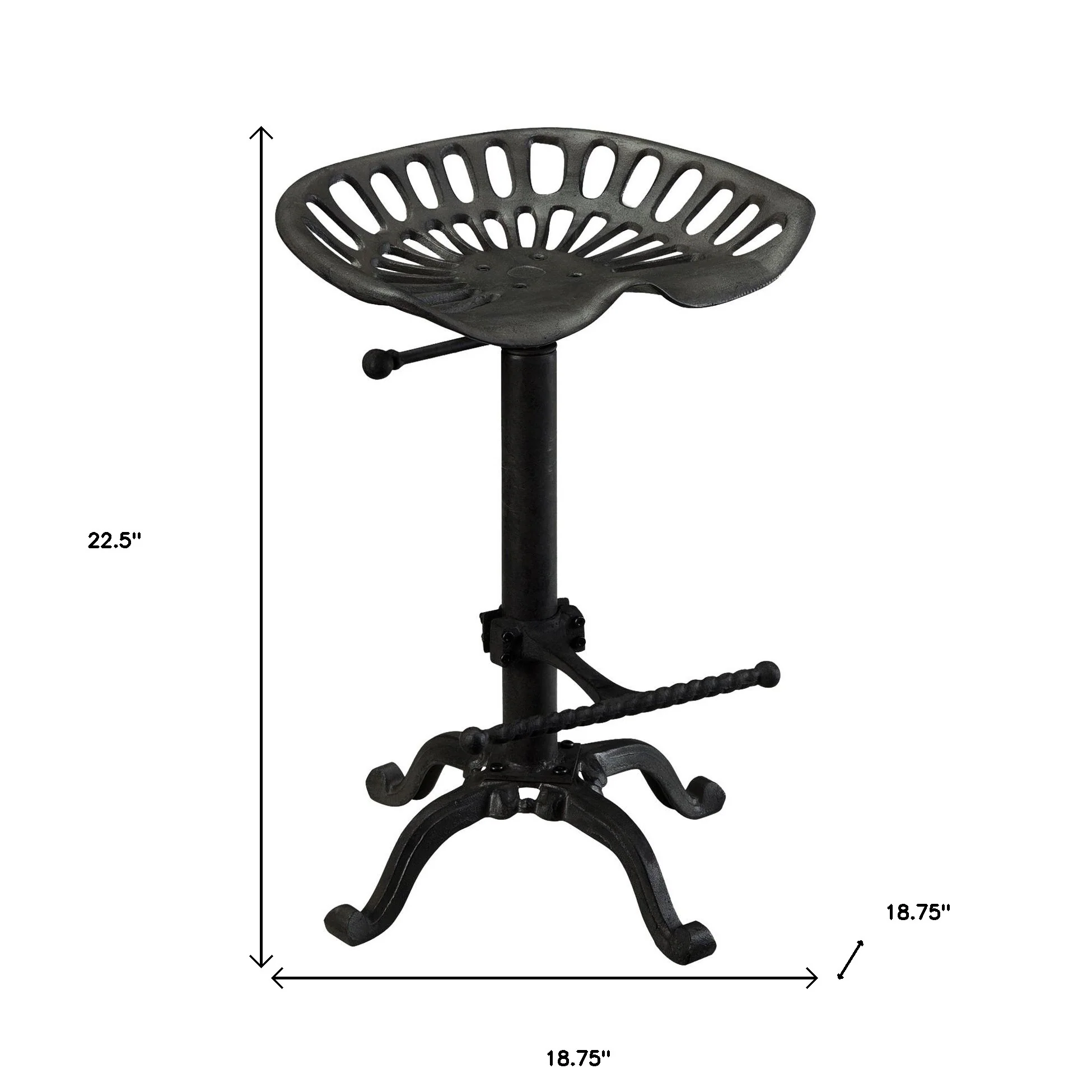 Black Iron Backless Adjustable Height Bar Chair By Homeroots - Image 4