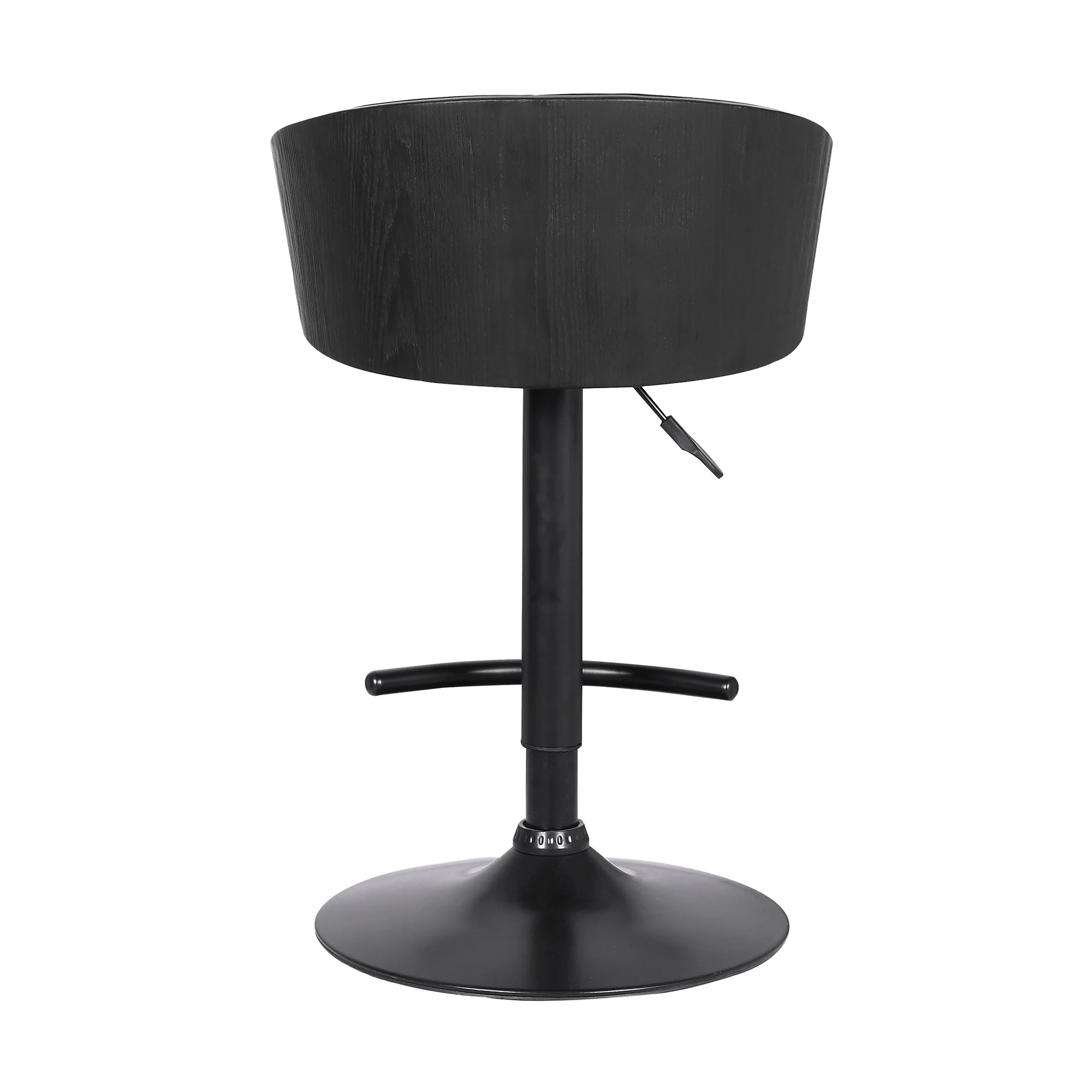 Black Iron Faux Leather and Fabric Low Back Adjustable Height Swivel Bar Chair By Homeroots - Image 5