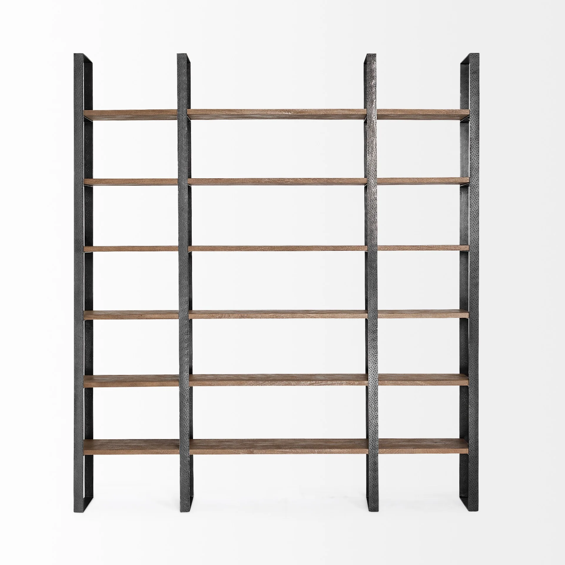 Black Iron Framed Wooden Shelving Unit By Homeroots - Image 2