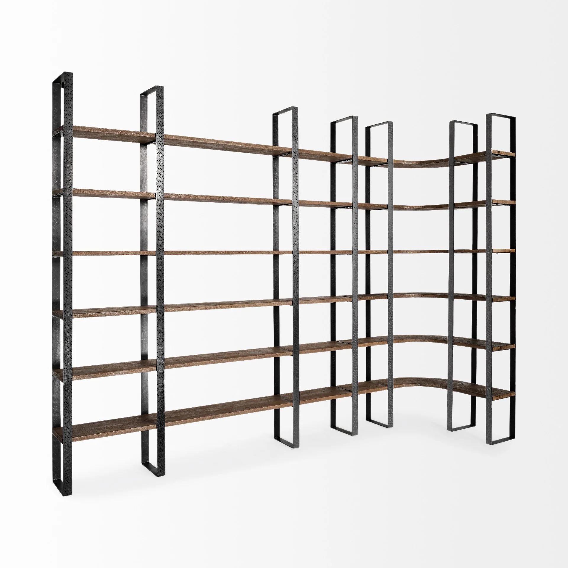 Black Iron Framed Wooden Shelving Unit By Homeroots - Image 4