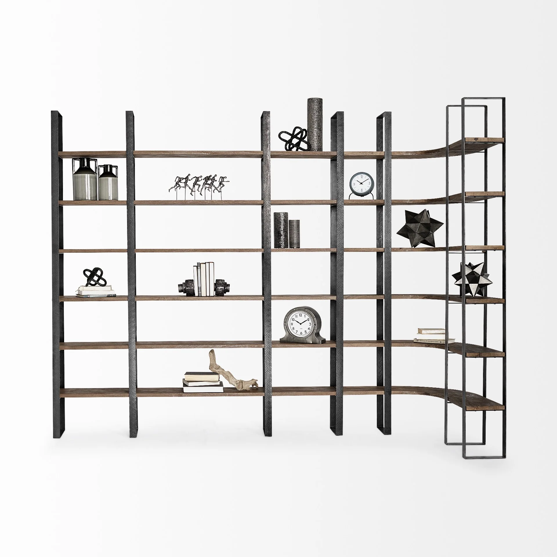 Black Iron Framed Wooden Shelving Unit By Homeroots - Image 7