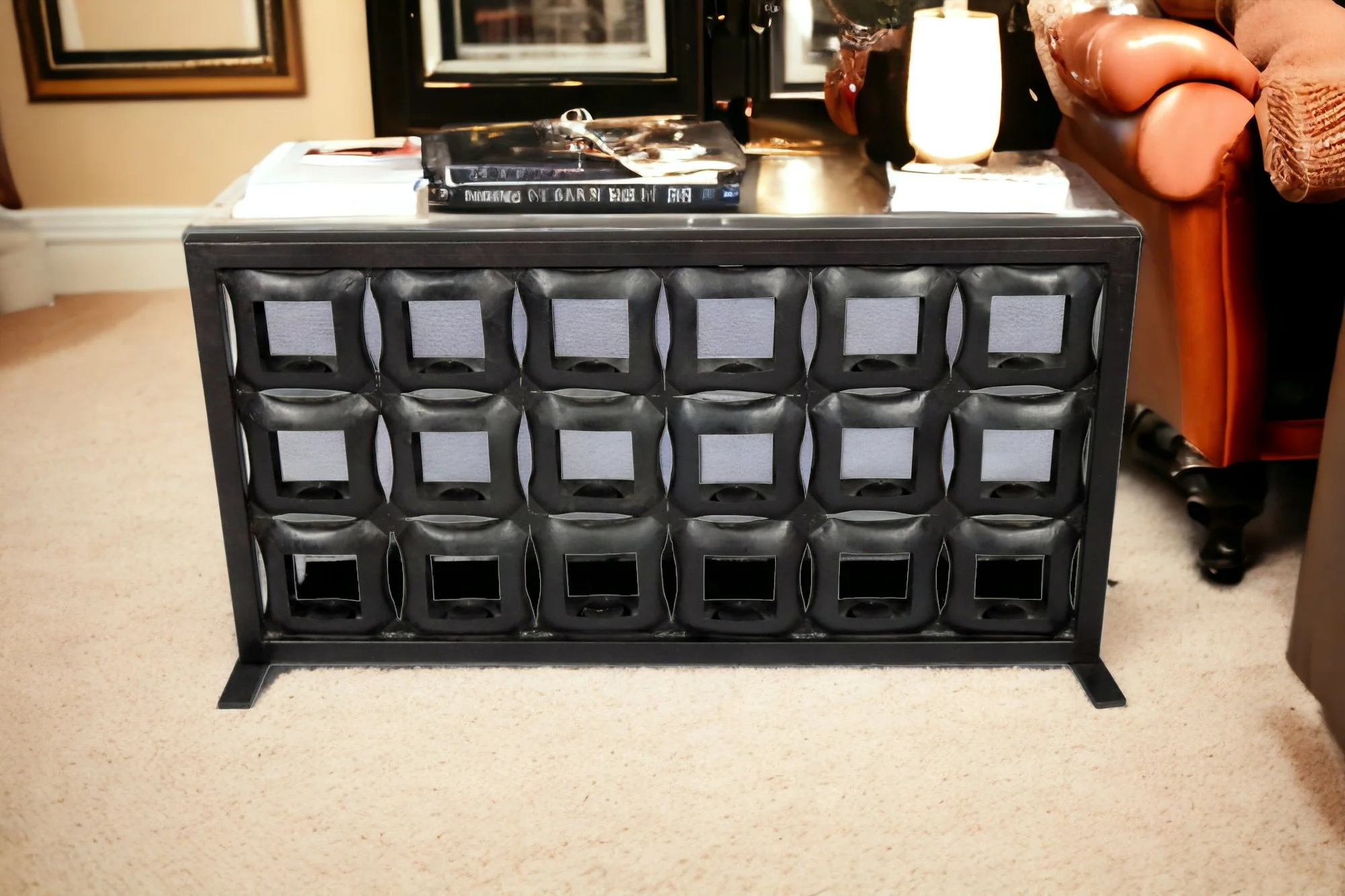 Black Iron Geometric Floor Tealight Candle Holder By Homeroots - Image 6