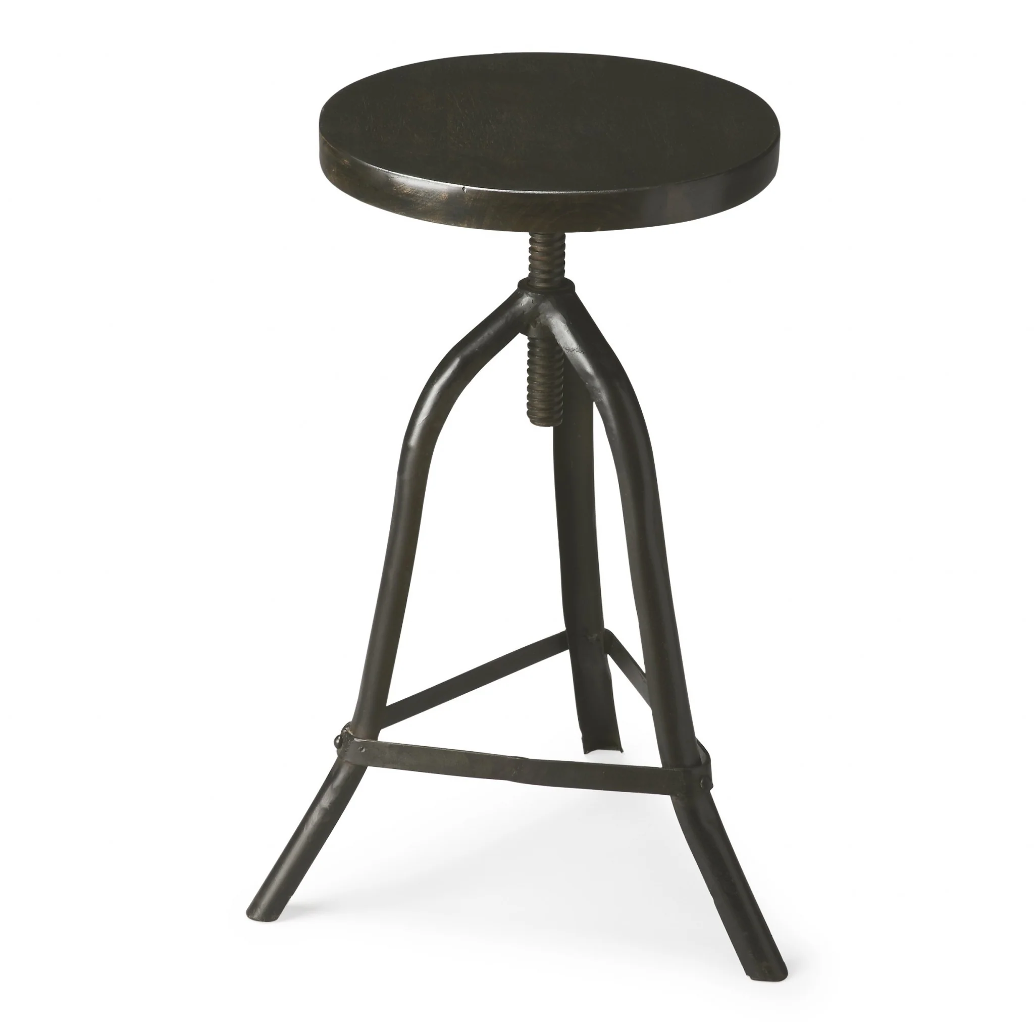 Black Iron Revolving Round Stool By Homeroots - Image 2
