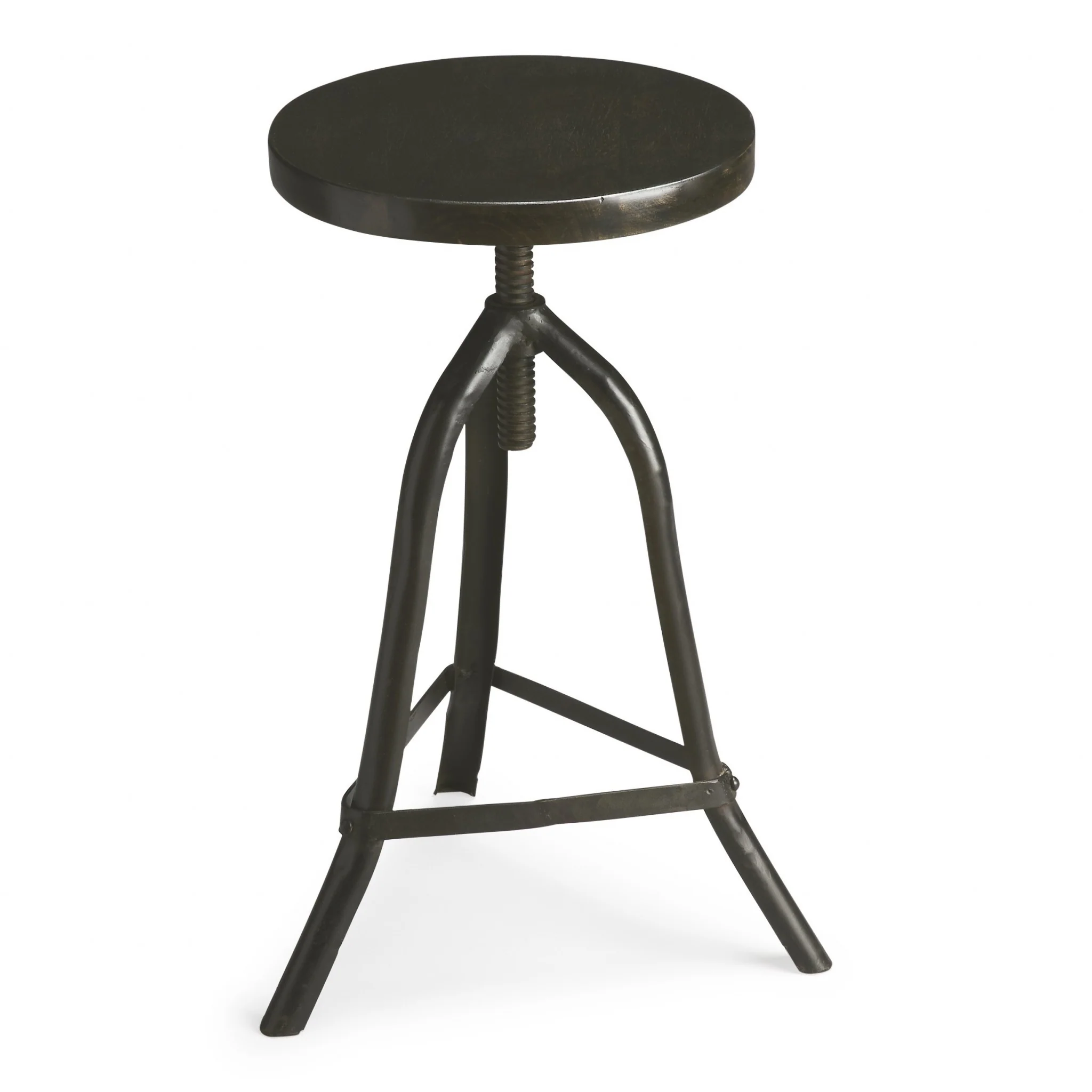 Black Iron Revolving Round Stool By Homeroots - Image 3
