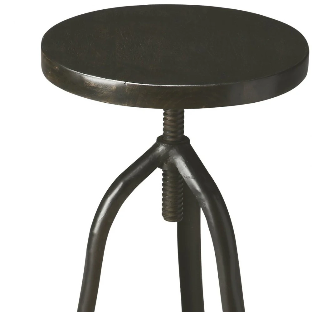 Black Iron Revolving Round Stool By Homeroots - Image 4
