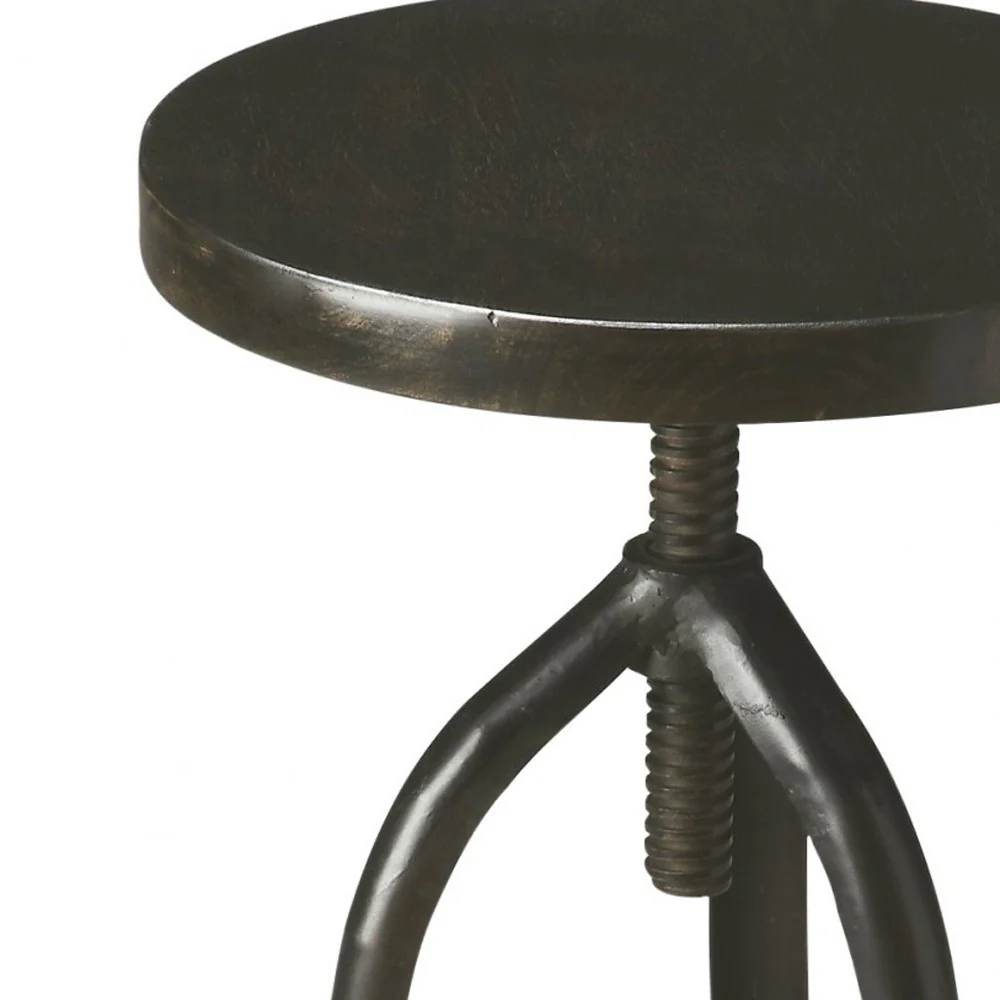 Black Iron Revolving Round Stool By Homeroots - Image 5