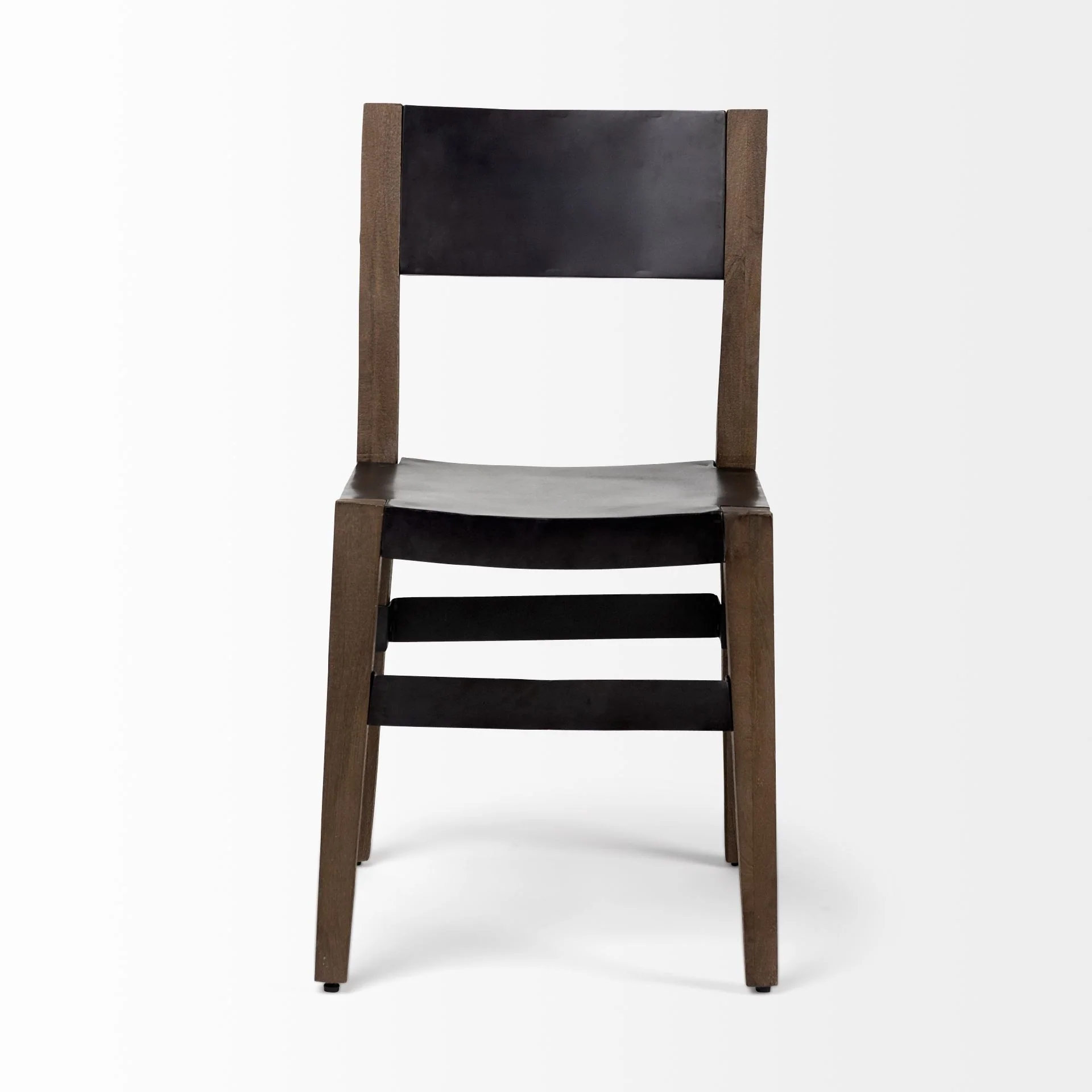 Black Iron Seat With Solid Brown Wooden Base Dining Chair By Homeroots - Image 3
