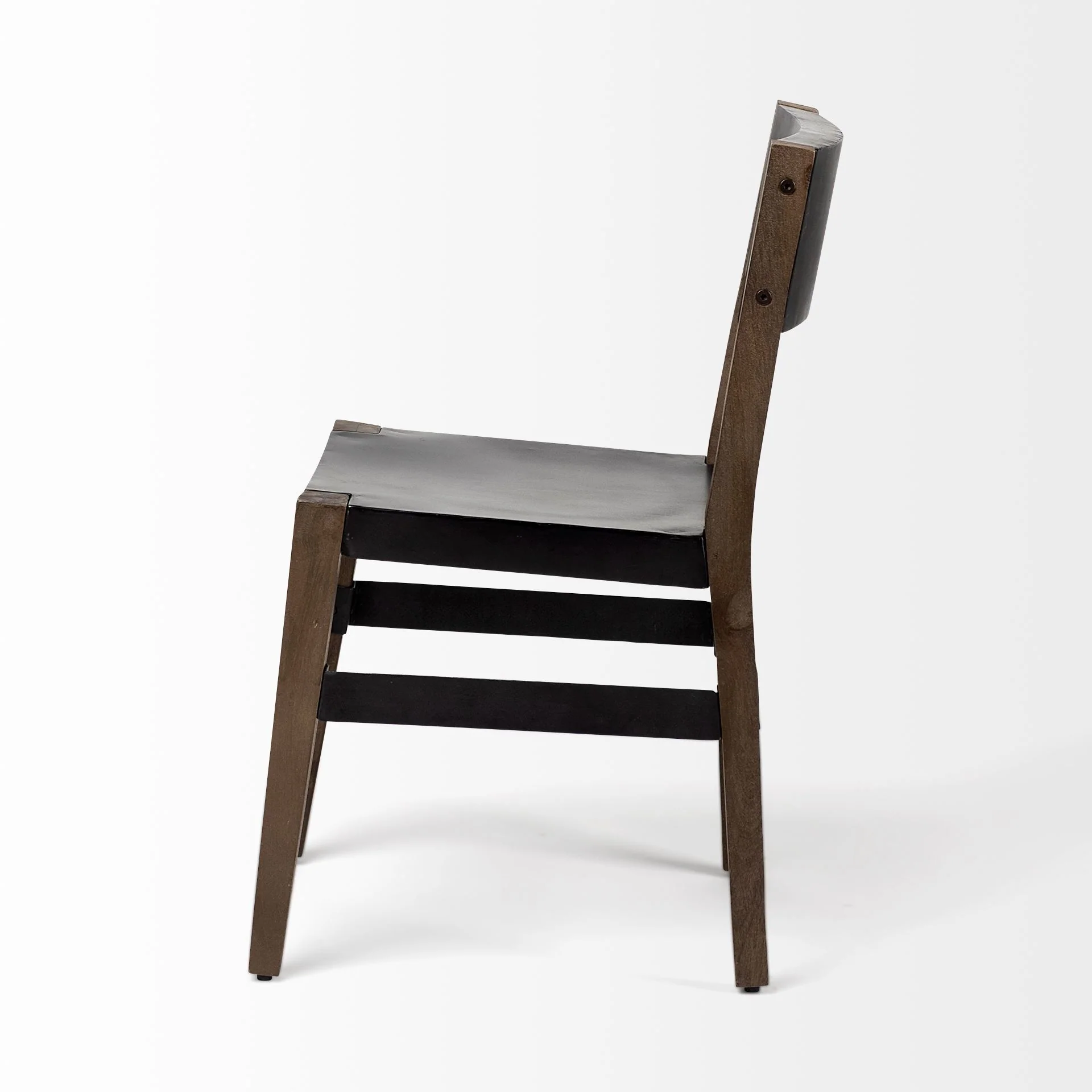Black Iron Seat With Solid Brown Wooden Base Dining Chair By Homeroots - Image 4