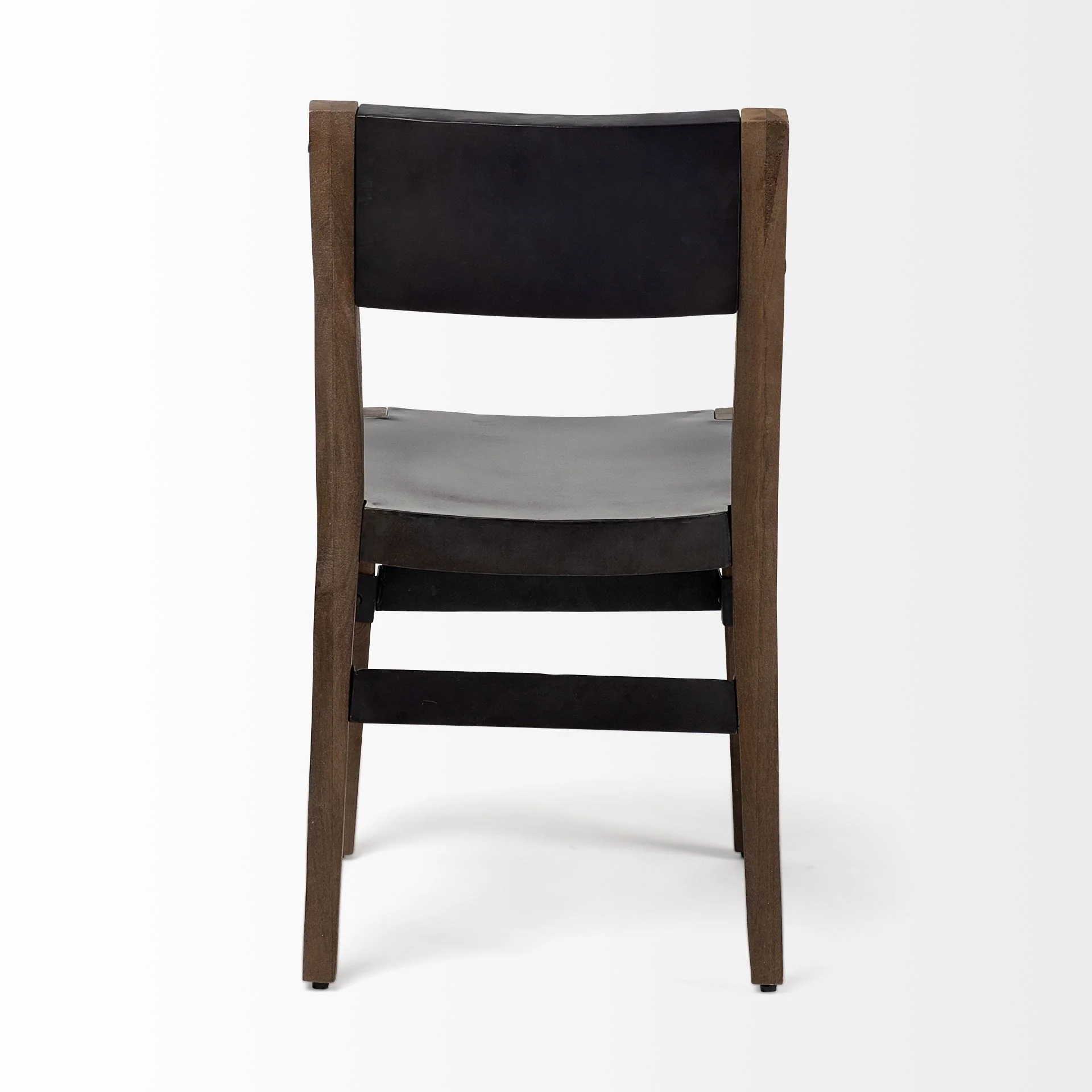 Black Iron Seat With Solid Brown Wooden Base Dining Chair By Homeroots - Image 5