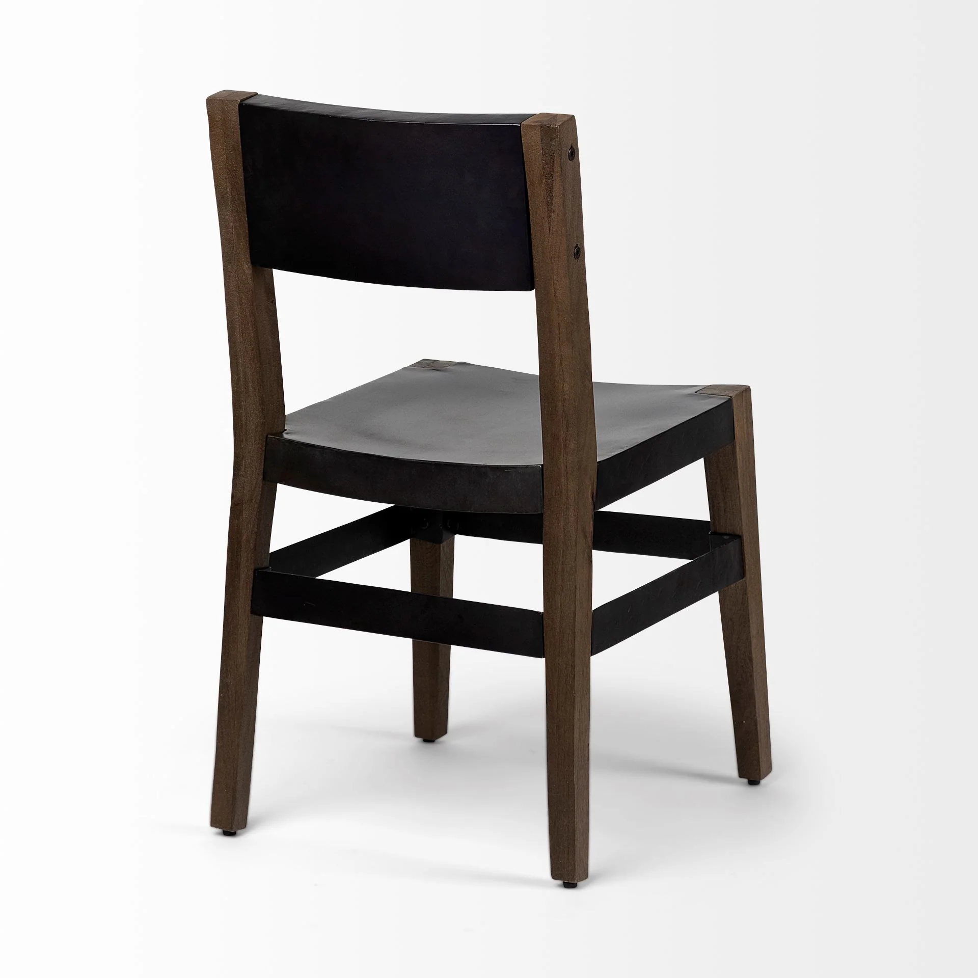 Black Iron Seat With Solid Brown Wooden Base Dining Chair By Homeroots - Image 6