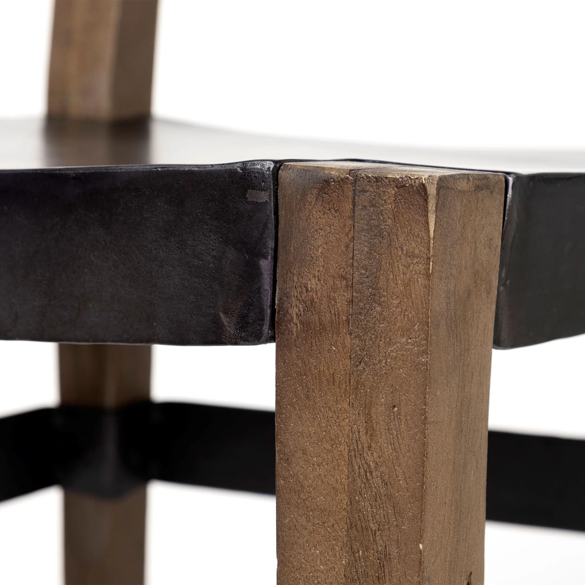 Black Iron Seat With Solid Brown Wooden Base Dining Chair By Homeroots - Image 7