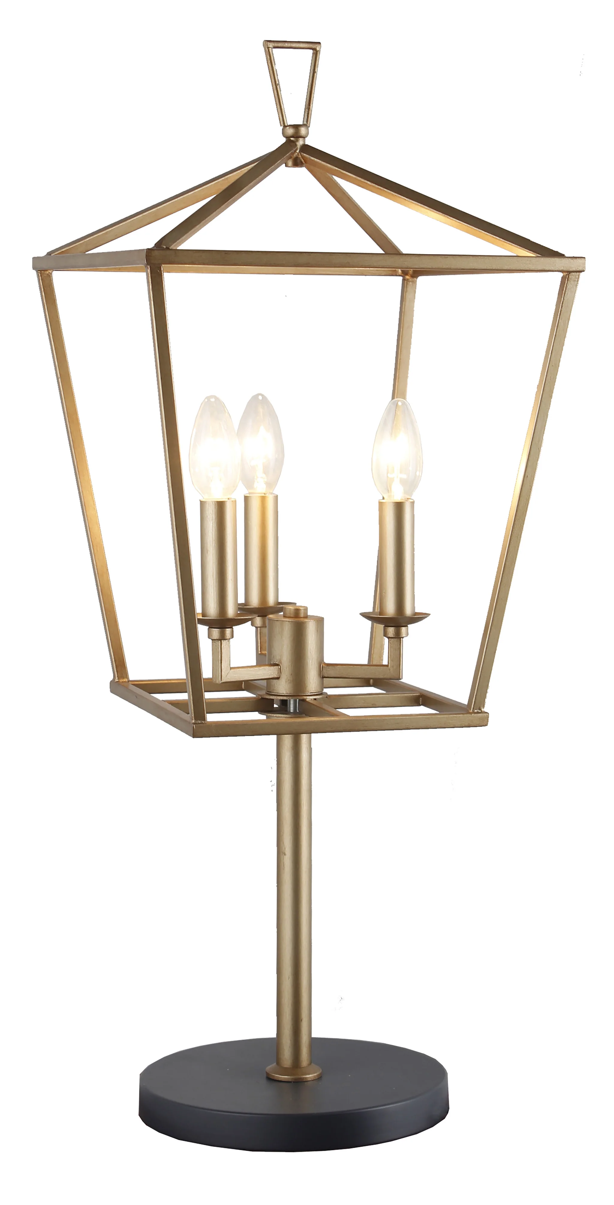 Black Iron Three Light Bedside Table Lamp By Homeroots - Image 3