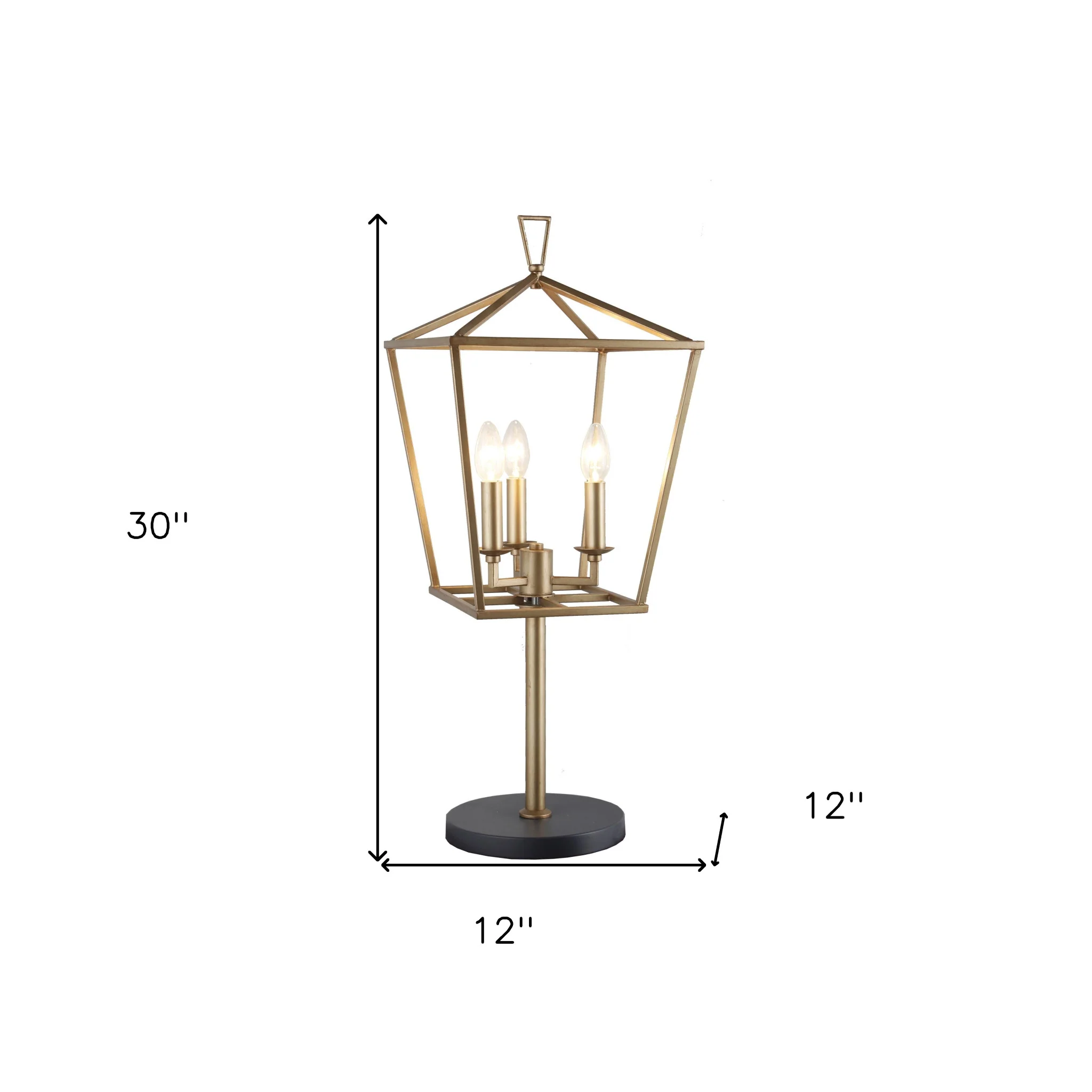 Black Iron Three Light Bedside Table Lamp By Homeroots - Image 4