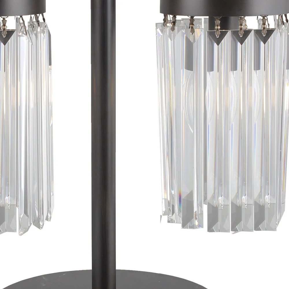 Black Iron Two Light Cylinder Bedside Table Lamp With Clear Cylinder Shade By Homeroots - Image 4