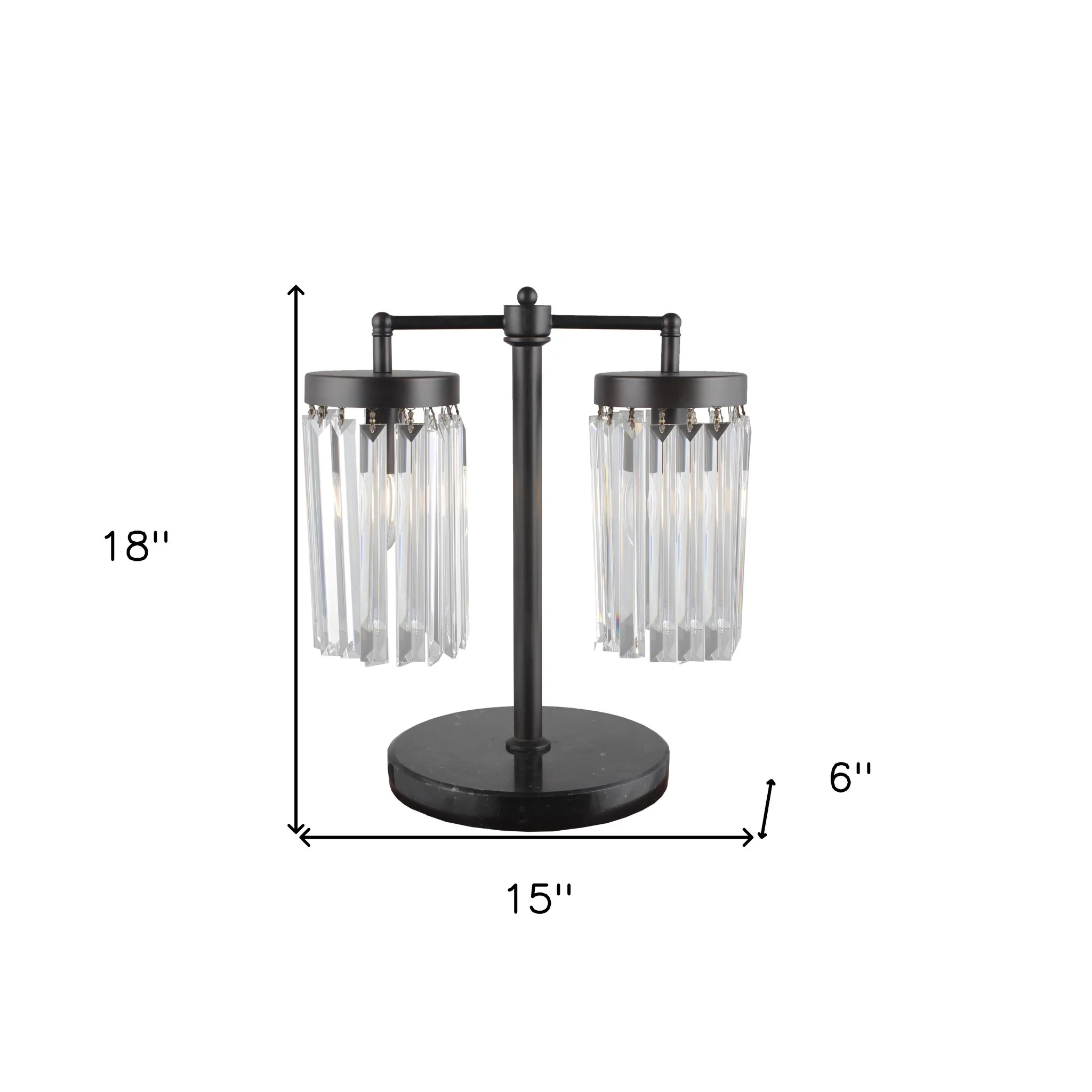 Black Iron Two Light Cylinder Bedside Table Lamp With Clear Cylinder Shade By Homeroots - Image 5