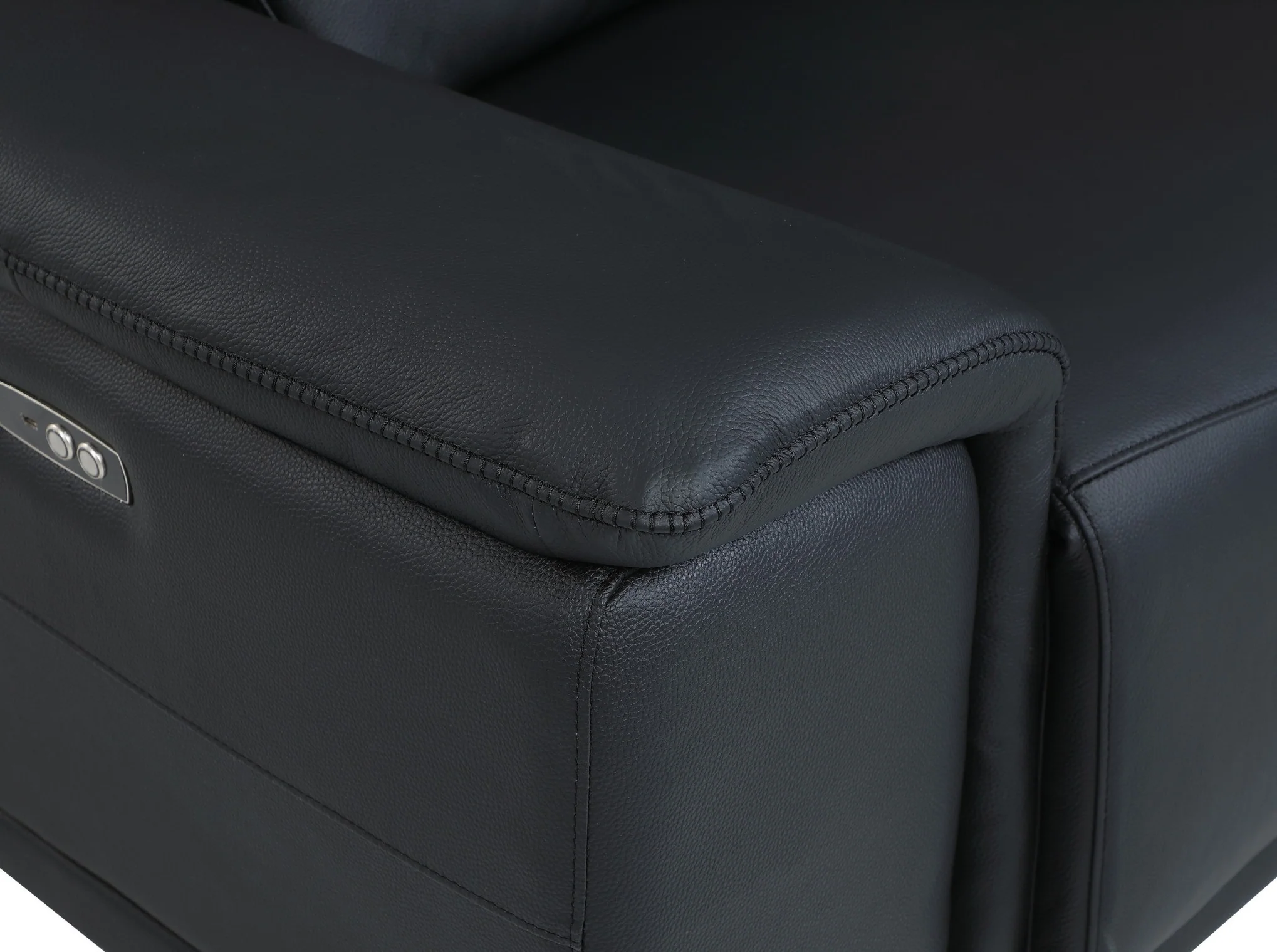 Black Italian Leather Power Reclining L Shaped Eight Piece Corner Sectional With Console By Homeroots - Image 9