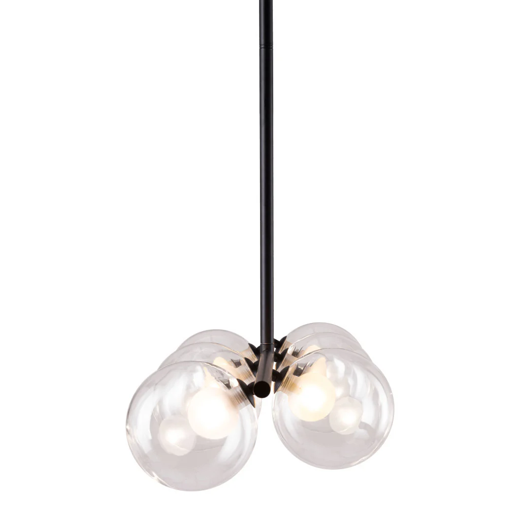 Black Kitchen Island Six Light Metal Ceiling Light By Homeroots - Image 3