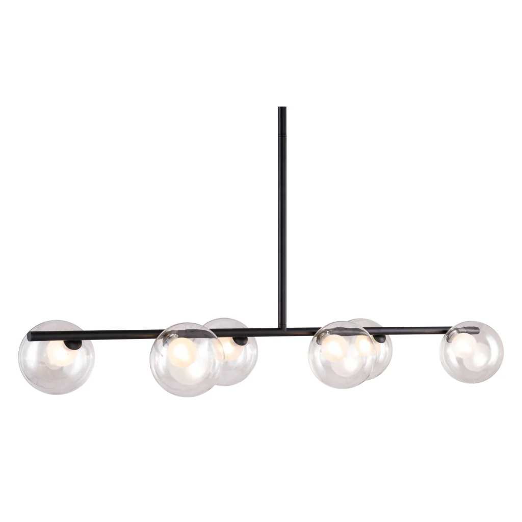 Black Kitchen Island Six Light Metal Ceiling Light By Homeroots - Image 4